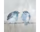 La Casa »2 blaue Vögel frontal« Ölbild handbemalt 30x30 cm