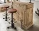 Massivholz »Vintage« Barhocker mit Ledersitz