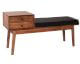 SIT Mid Century Mangoholz & Kunstleder Sitzbank
