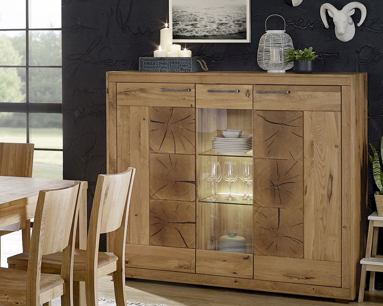 3S Frankenmöbel »Albero« Massivholz Highboard II WZ-0315 / Wildeiche / 150x135x40 cm