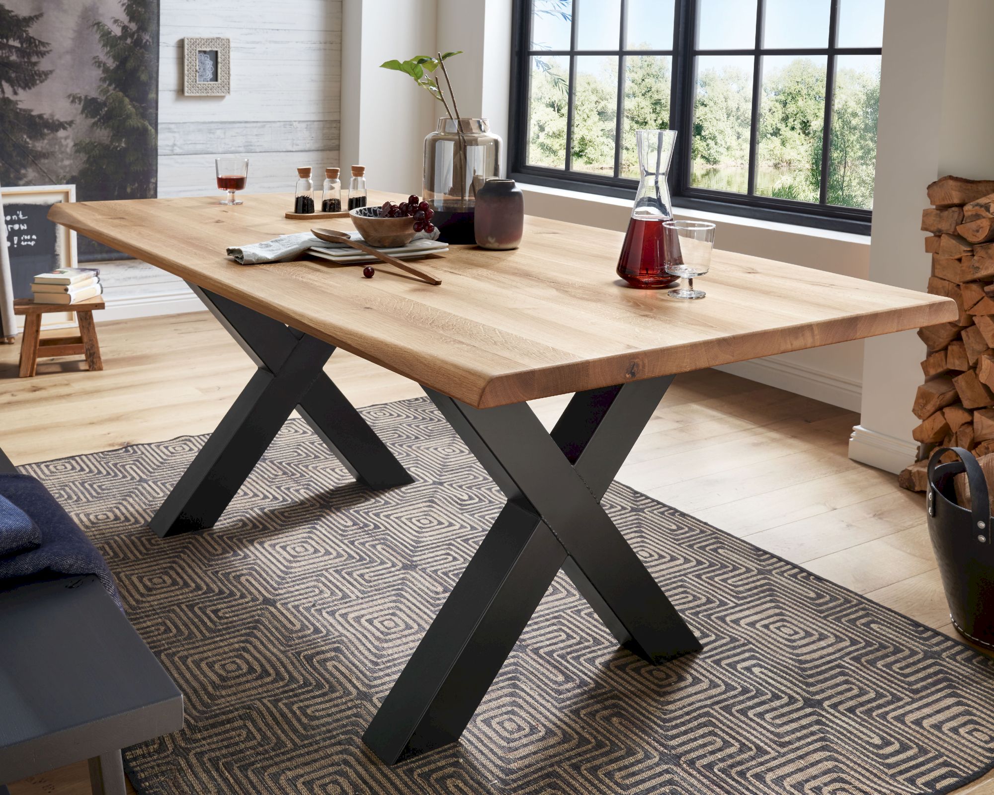 3S Frankenmöbel »Bellinzona« Wildeiche Massivholz Esstisch TI-0600 / 260x100 cm / schweizer Kante