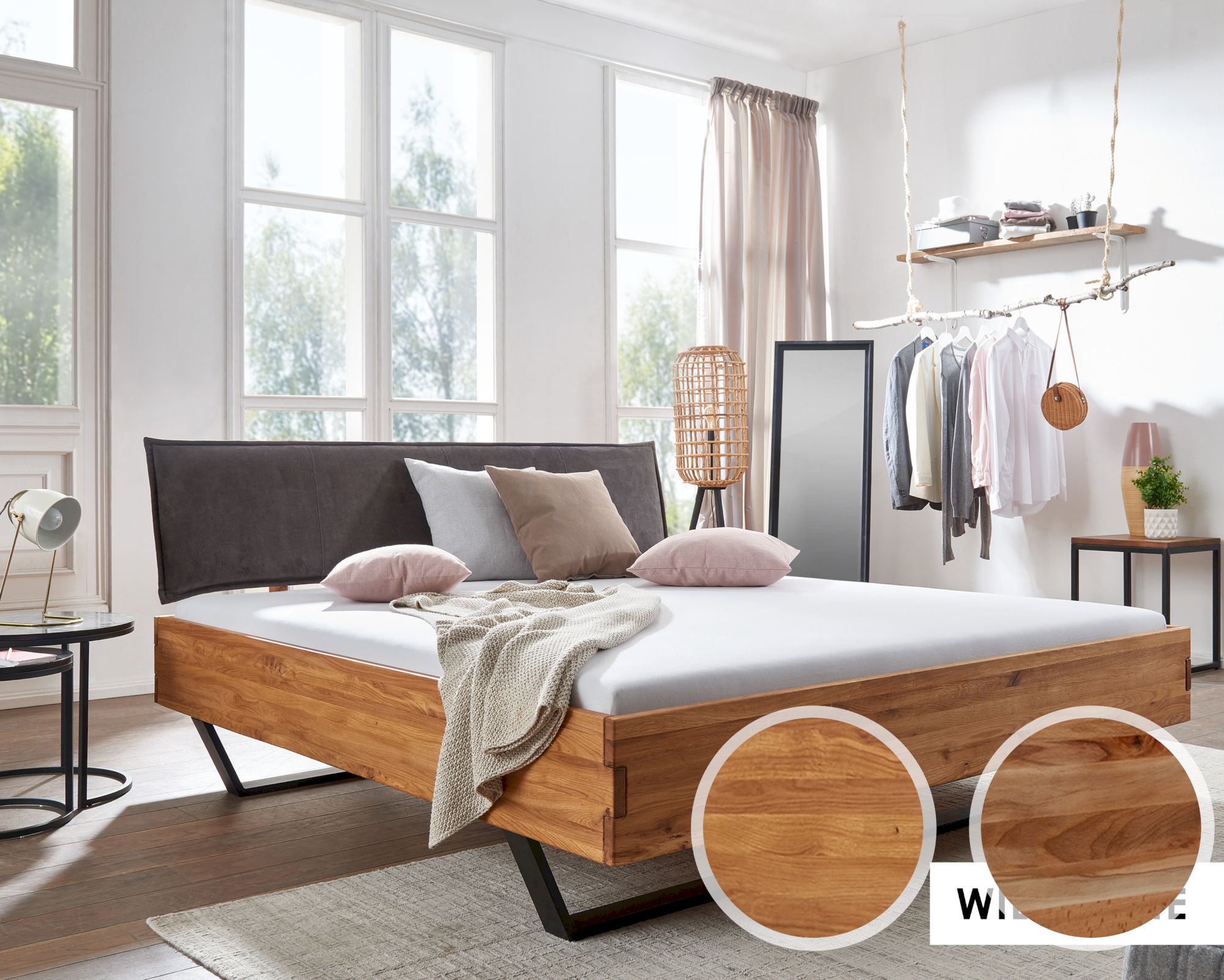 3S Frankenmöbel »Bellissima« Massivholz Bett BE-0573 / 180x200 cm / Wildbuche