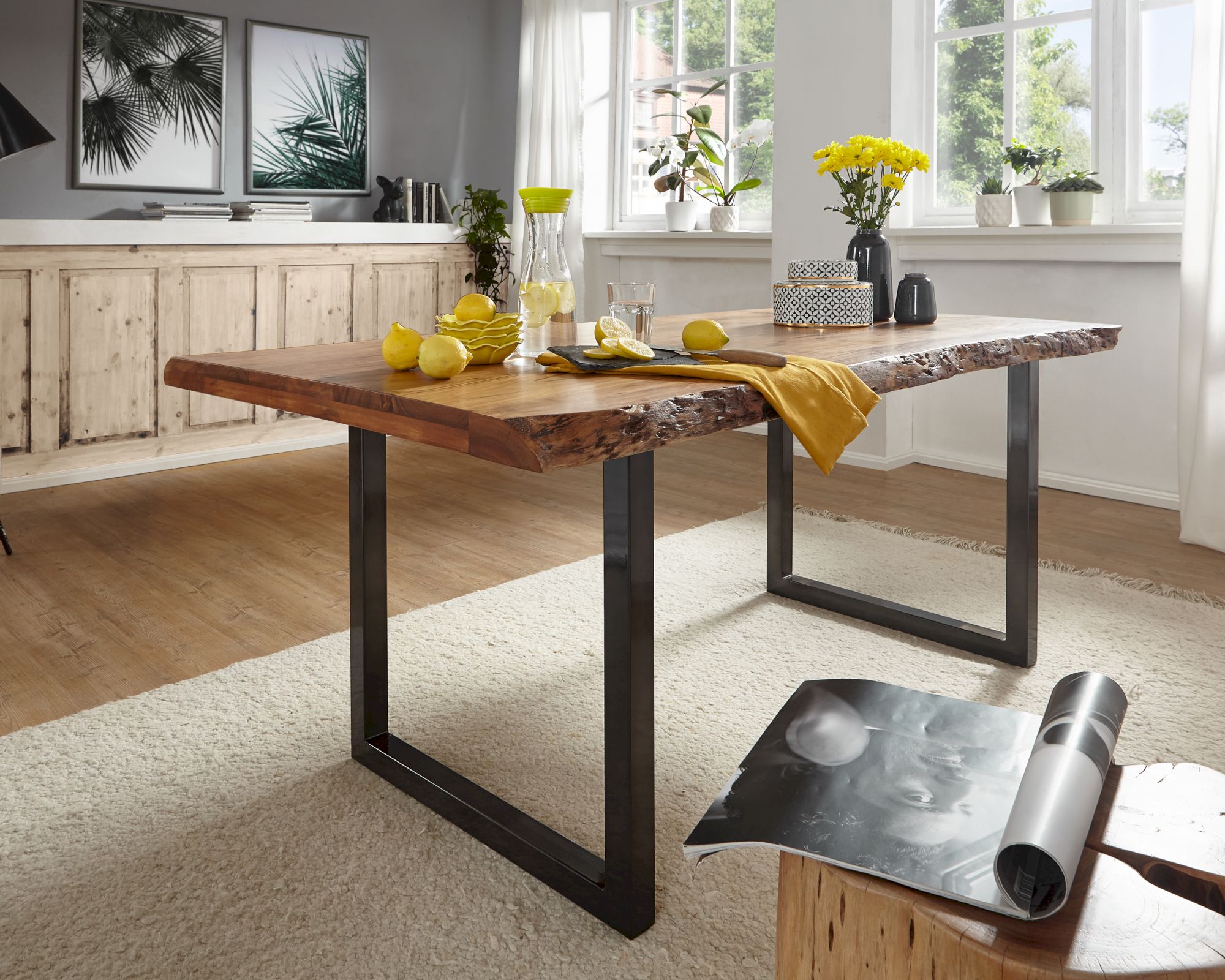 3S Frankenmöbel »Bern« Massivholz Esstisch Akazie lackiert TI-0481 / Akazie / 140x90 cm / schwarz