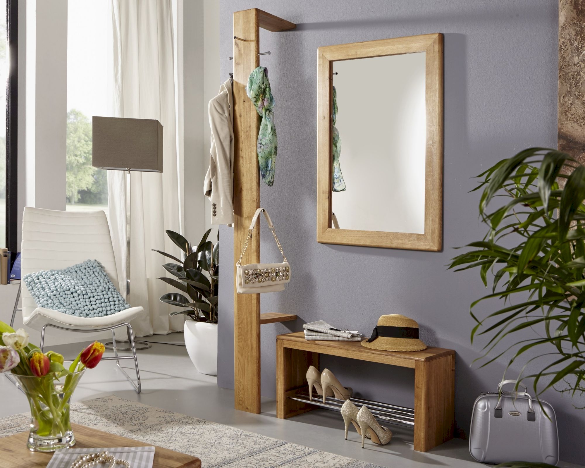 3S Frankenmöbel »Corner« Massivholz Garderobe KM-0240 / Kernbuche geölt 30 x 200 x 32 cm