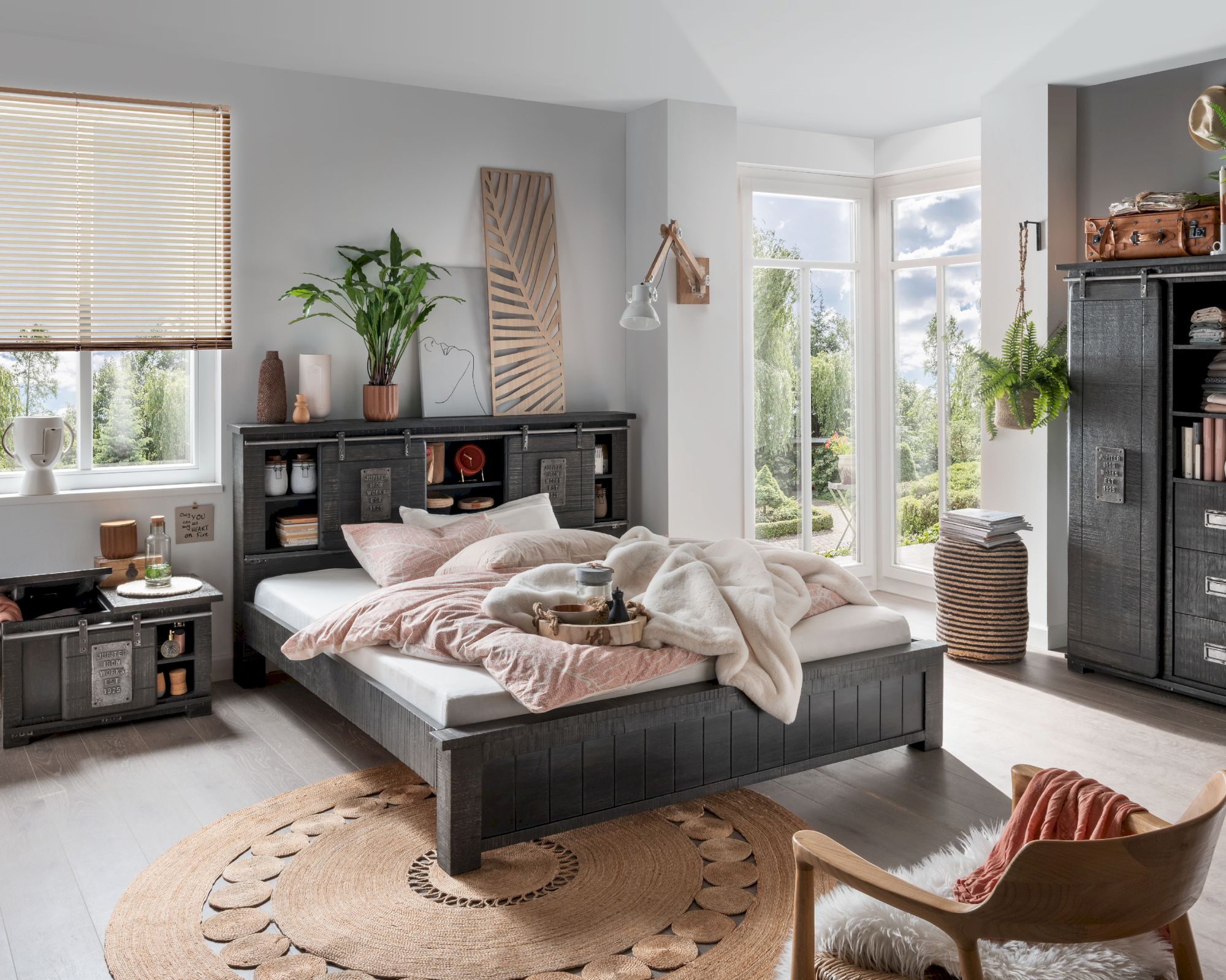 3S Frankenmöbel »Cosma« Massivholz Bett II grau WZ-0480 / 180x200 cm