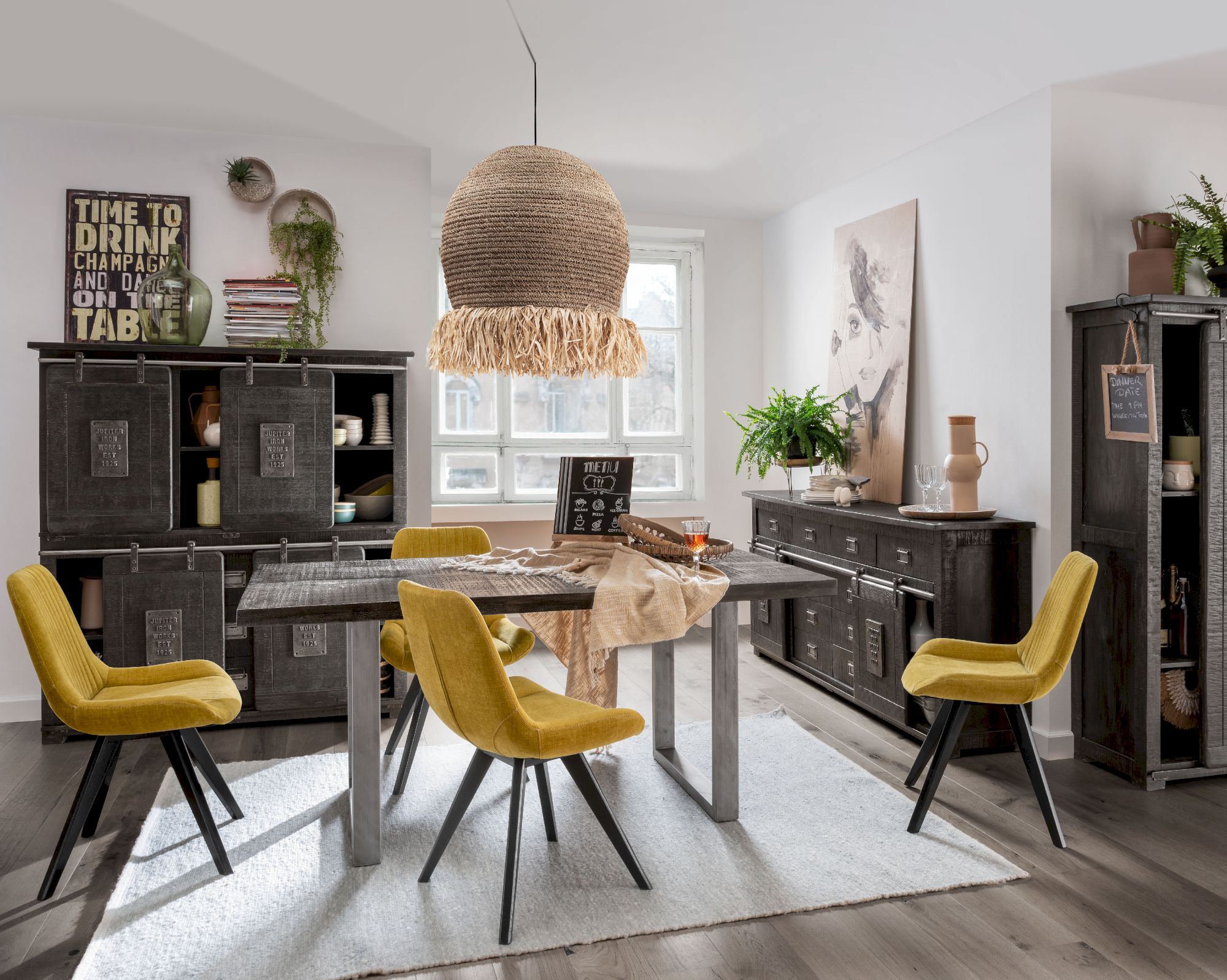 3S Frankenmöbel »Cosma« Massivholz Esstisch grau WZ-0480 / 160x90 cm