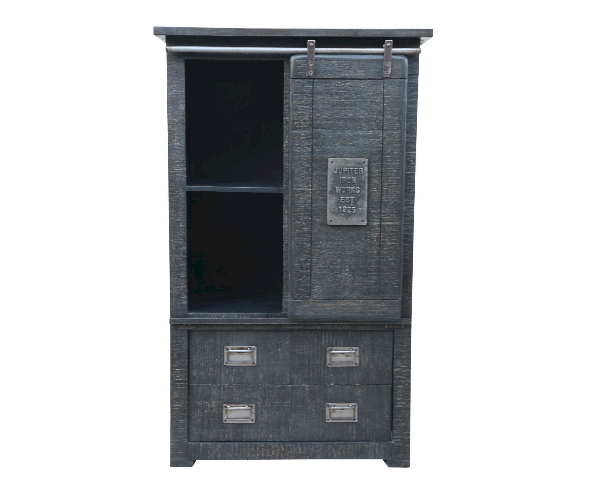 3S Frankenmöbel »Cosma« Massivholz Highboard I grau WZ-0480 / 90x150x45 cm