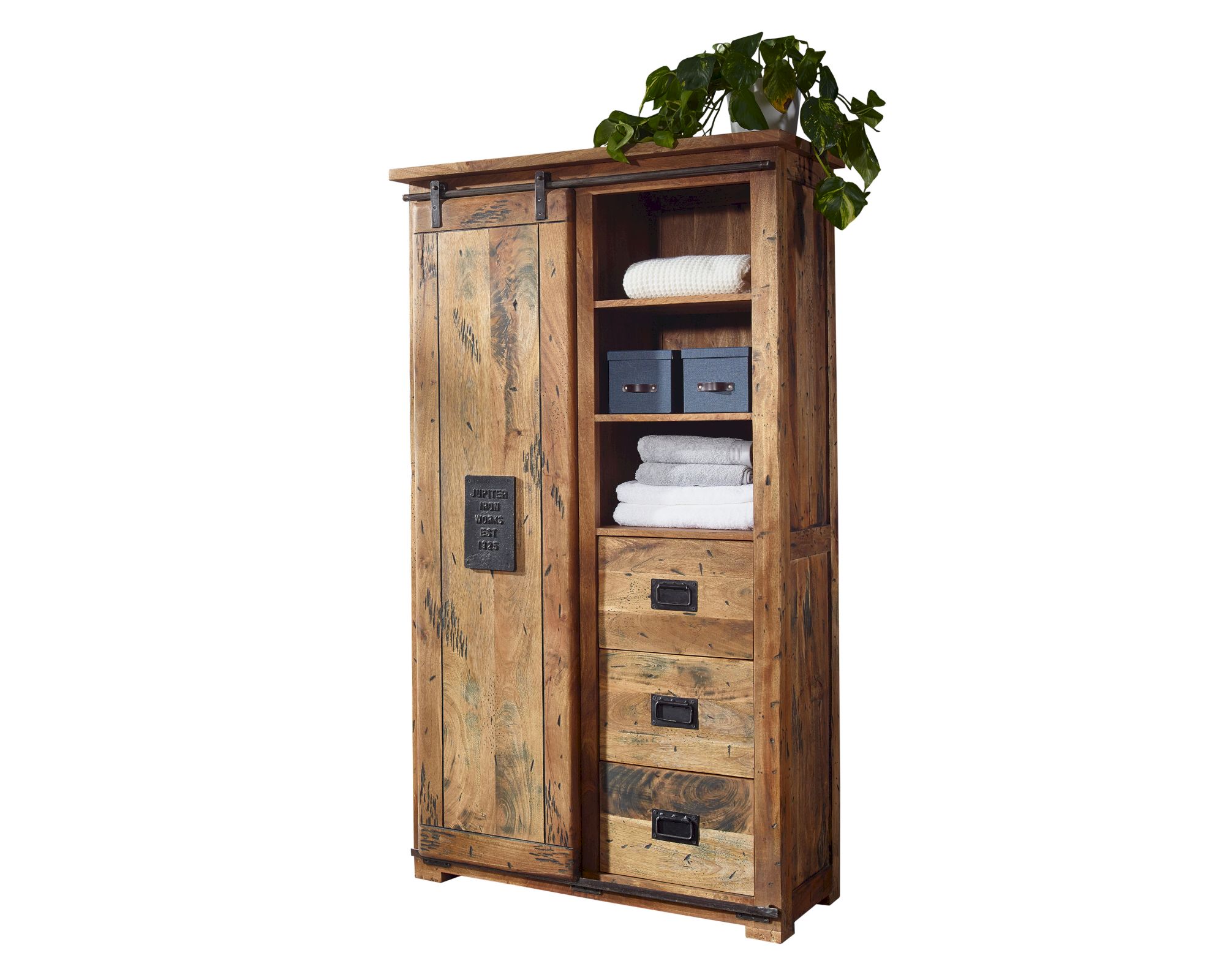 3S Frankenmöbel »Cosma« Massivholz Highboard II WZ-0480 / 100x175x45 cm