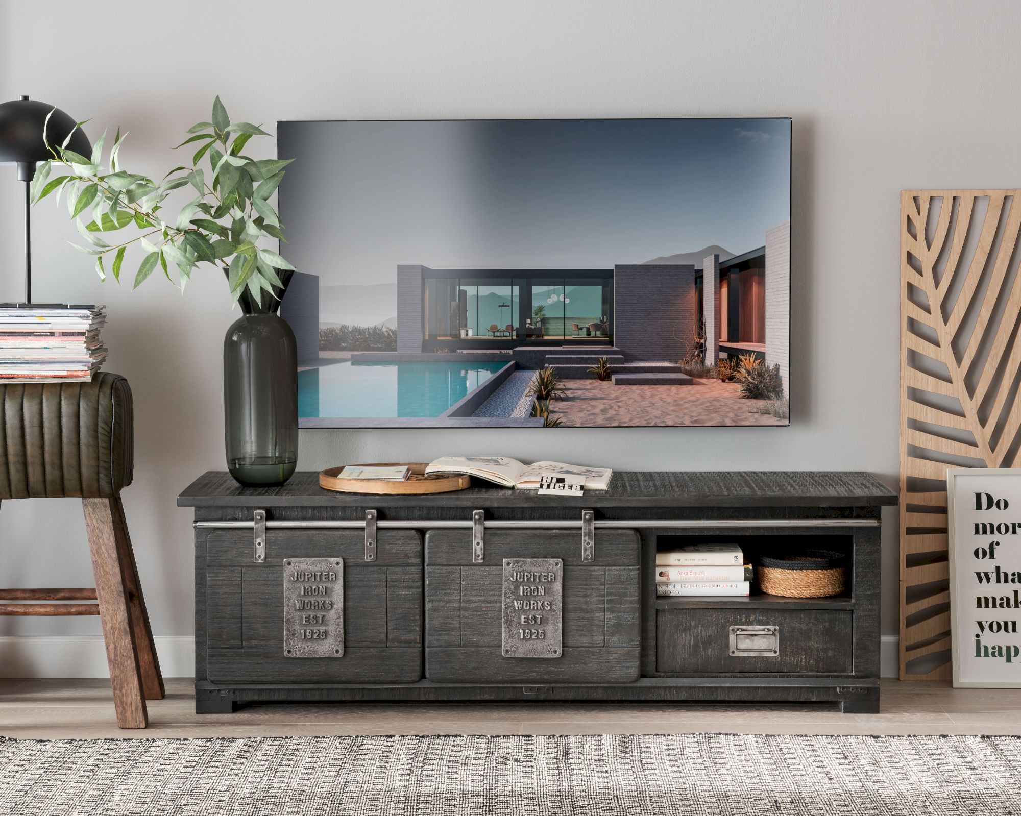3S Frankenmöbel »Cosma« Massivholz TV Board IV grau WZ-0480 / 160x45x50 cm