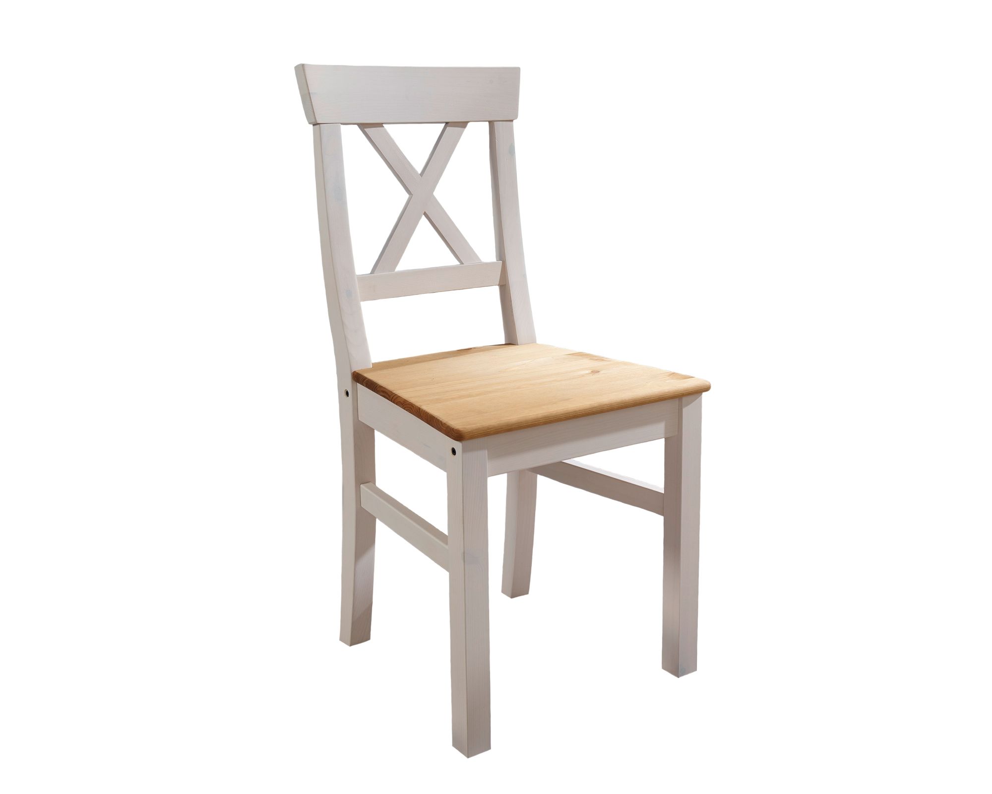 3S Frankenmöbel »Country« Massivholz Holzstuhl weiss WZ-0133 / Weiss gewachst, eichefarbige Sitzfläche
