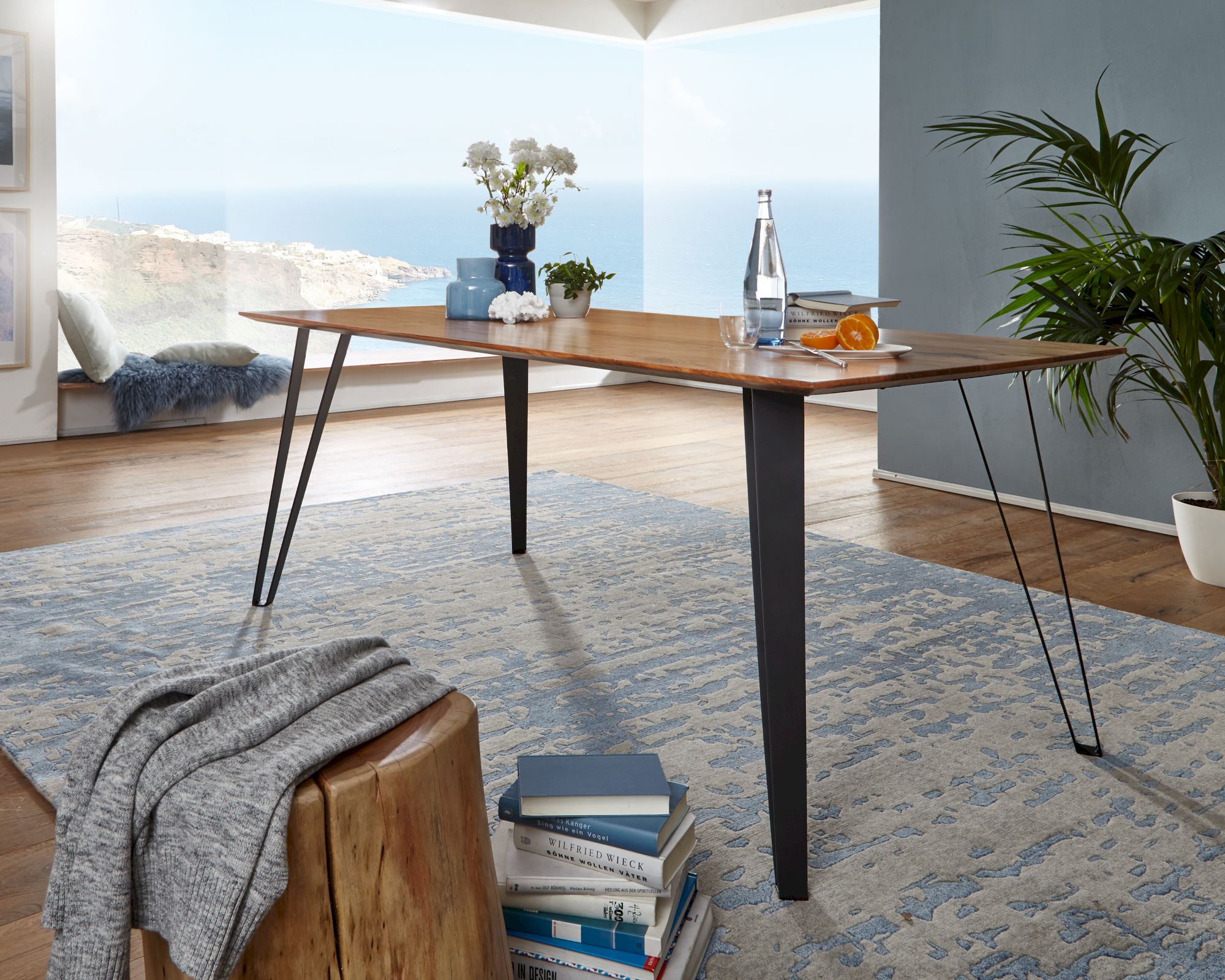 3S Frankenmöbel »Dover« Massivholz Esstisch TI-0483 / 160x90 cm / Fuss schwarz