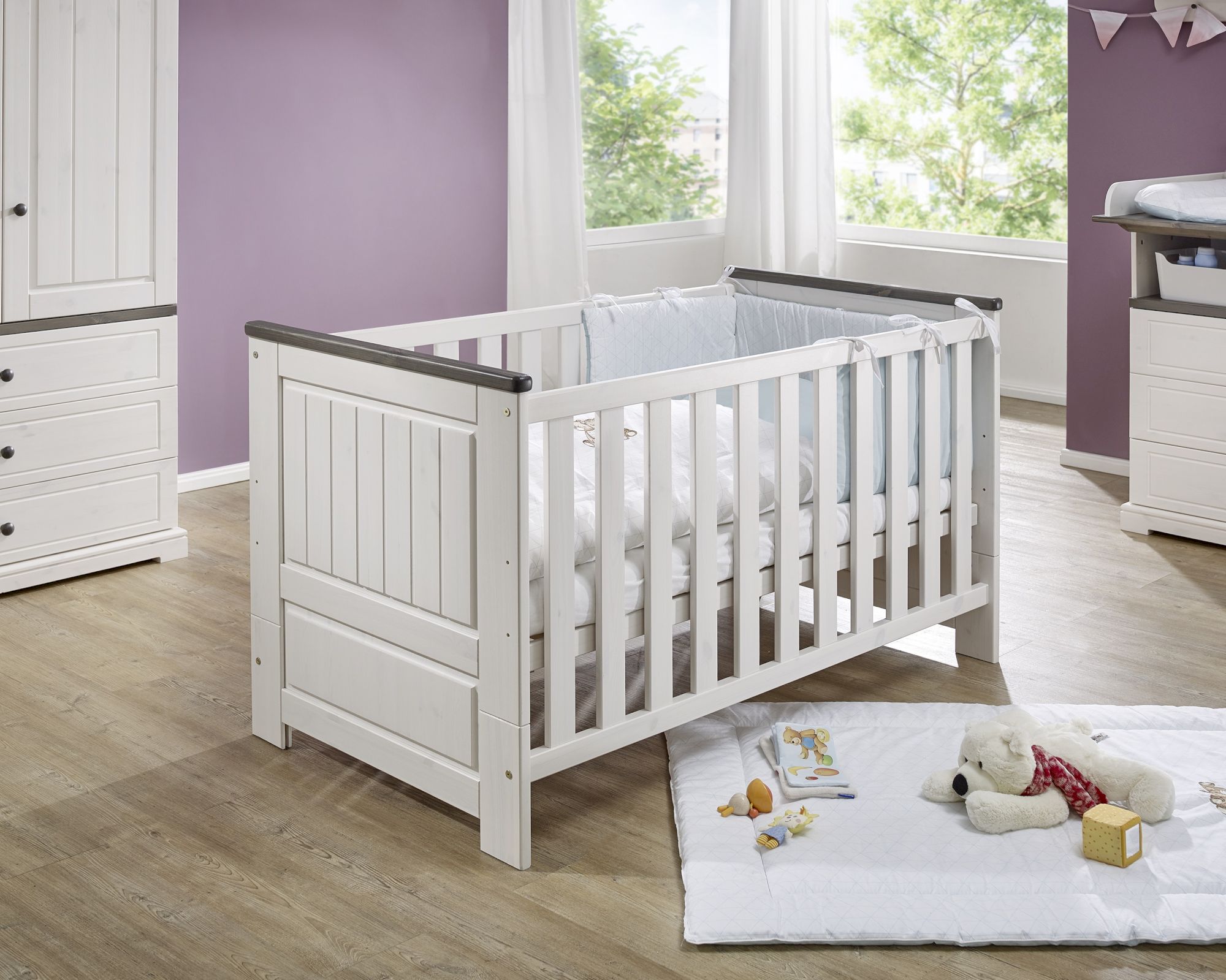 3S Frankenmöbel »Jolina« Massivholz Babybett 3 Schlupfsprossen, 3-fach höhenverstellbar 70x140 cm