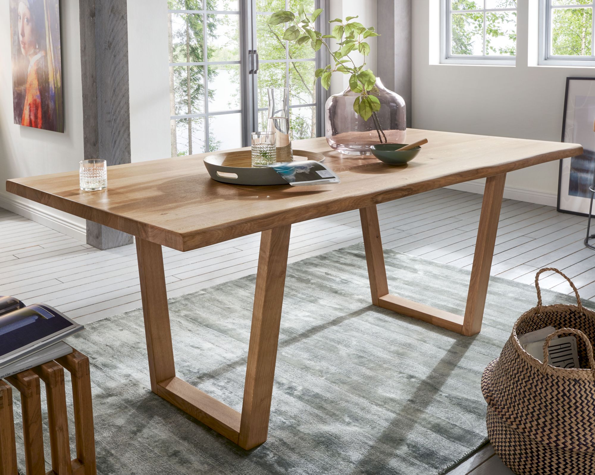 3S Frankenmöbel »Locarno« Wildeiche Massivholz Esstisch TI-0600 / 260x100 cm / Baumkante
