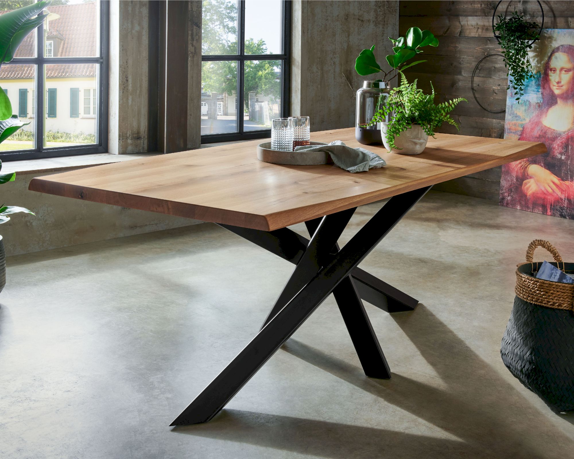 3S Frankenmöbel »Luzern« Wildeiche Massivholz Esstisch TI-0600 / 260x100 cm / gerade Kante
