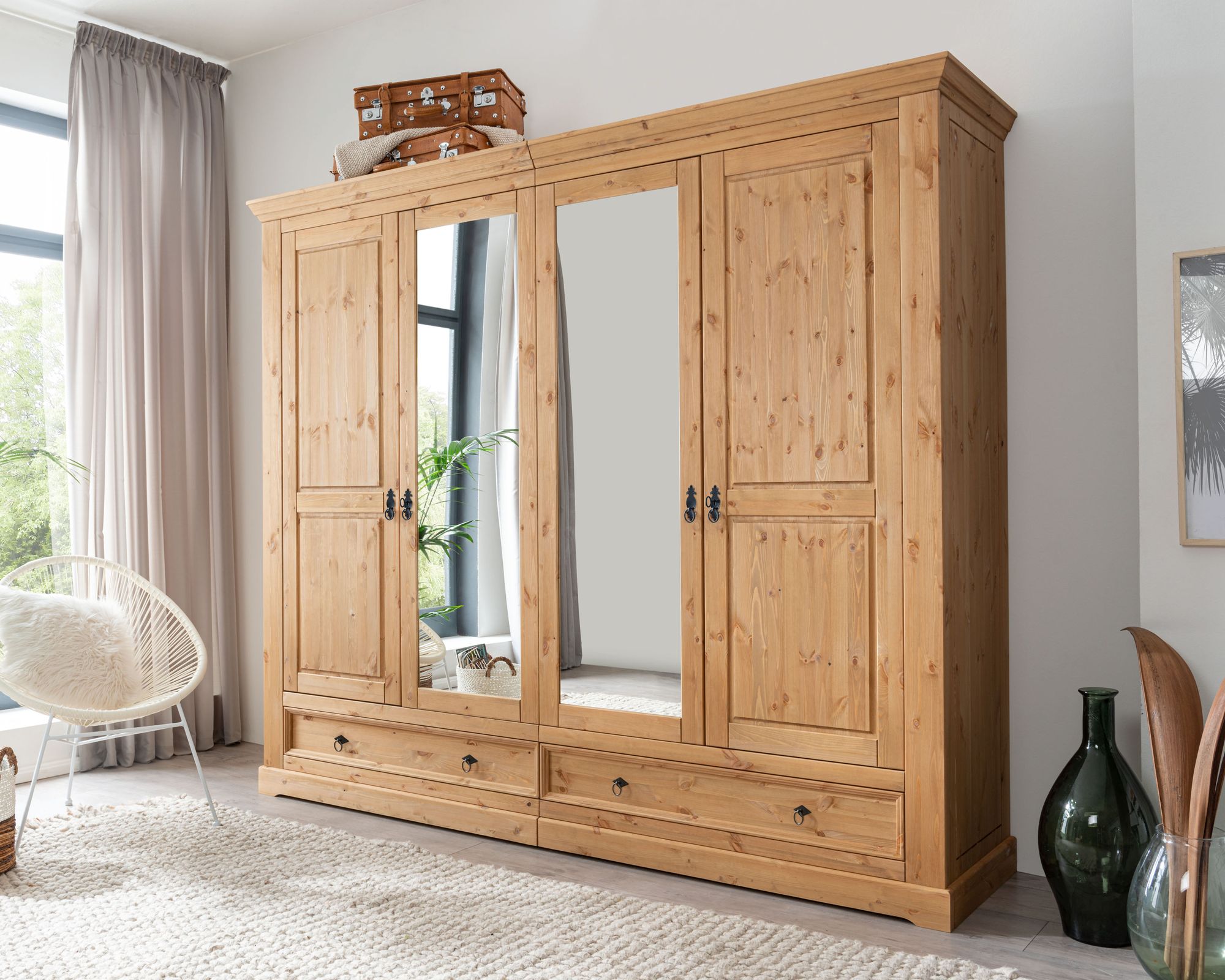 3S Frankenmöbel »Ramona« Massivholz Kleiderschrank SZ-0079 / 5-türiger Kleiderschrank