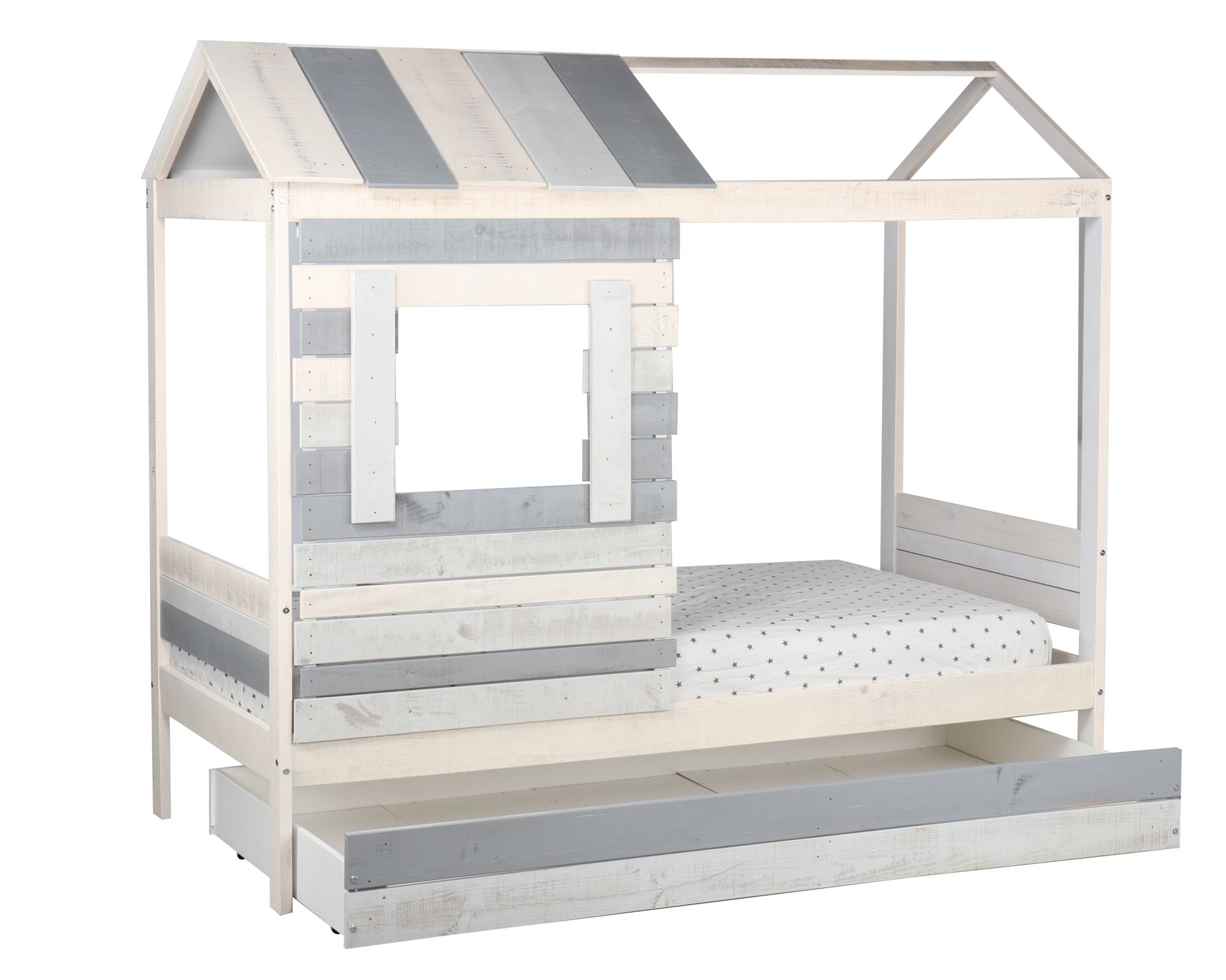 BLN Kids »Coyote« Kinderbett grau-weiß / B 203 x H 181,5 x T 102 cm