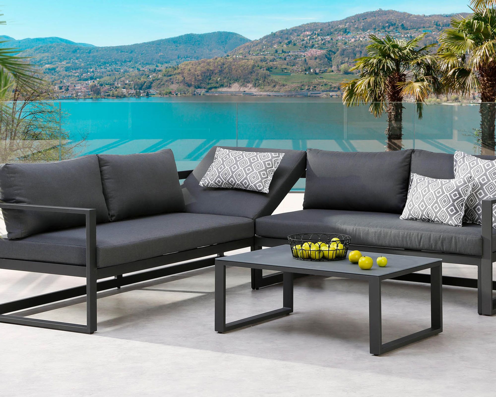 Best »Rhodos« Lounge-Set anthrazit 3-teilig