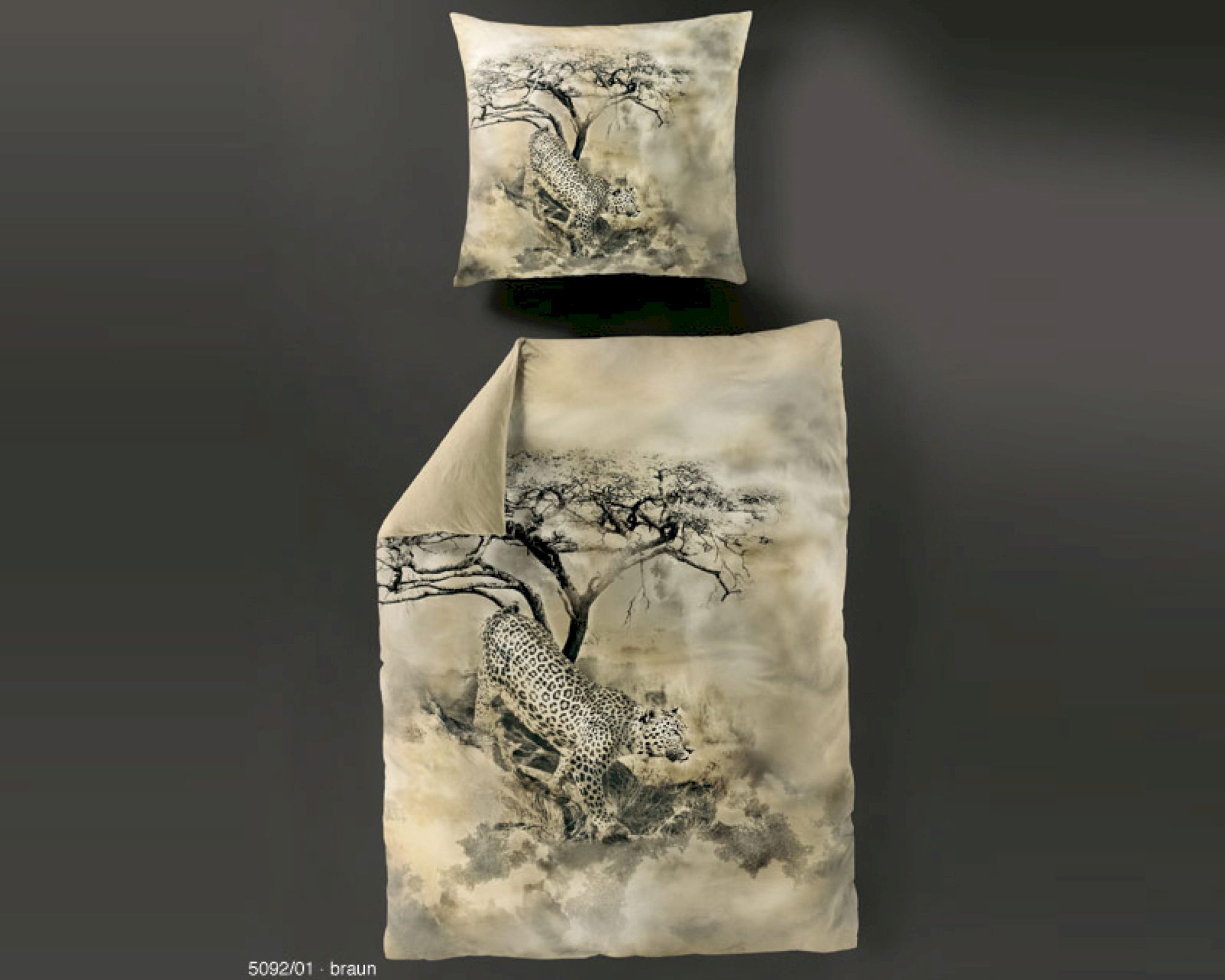 Bierbaum Satin-Bettwäsche Braun 5092-01 135x200 cm / 80x80 cm