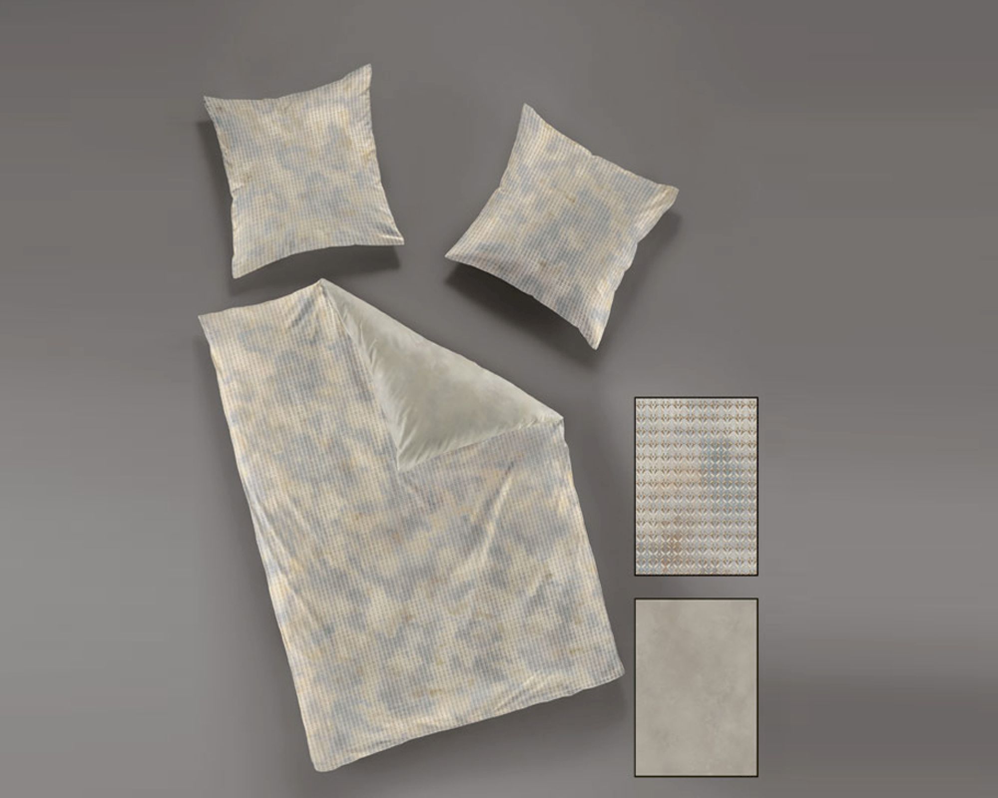 Bierbaum Satin-Bettwäsche Stein 6795-31 155x220 cm / 80x80 cm