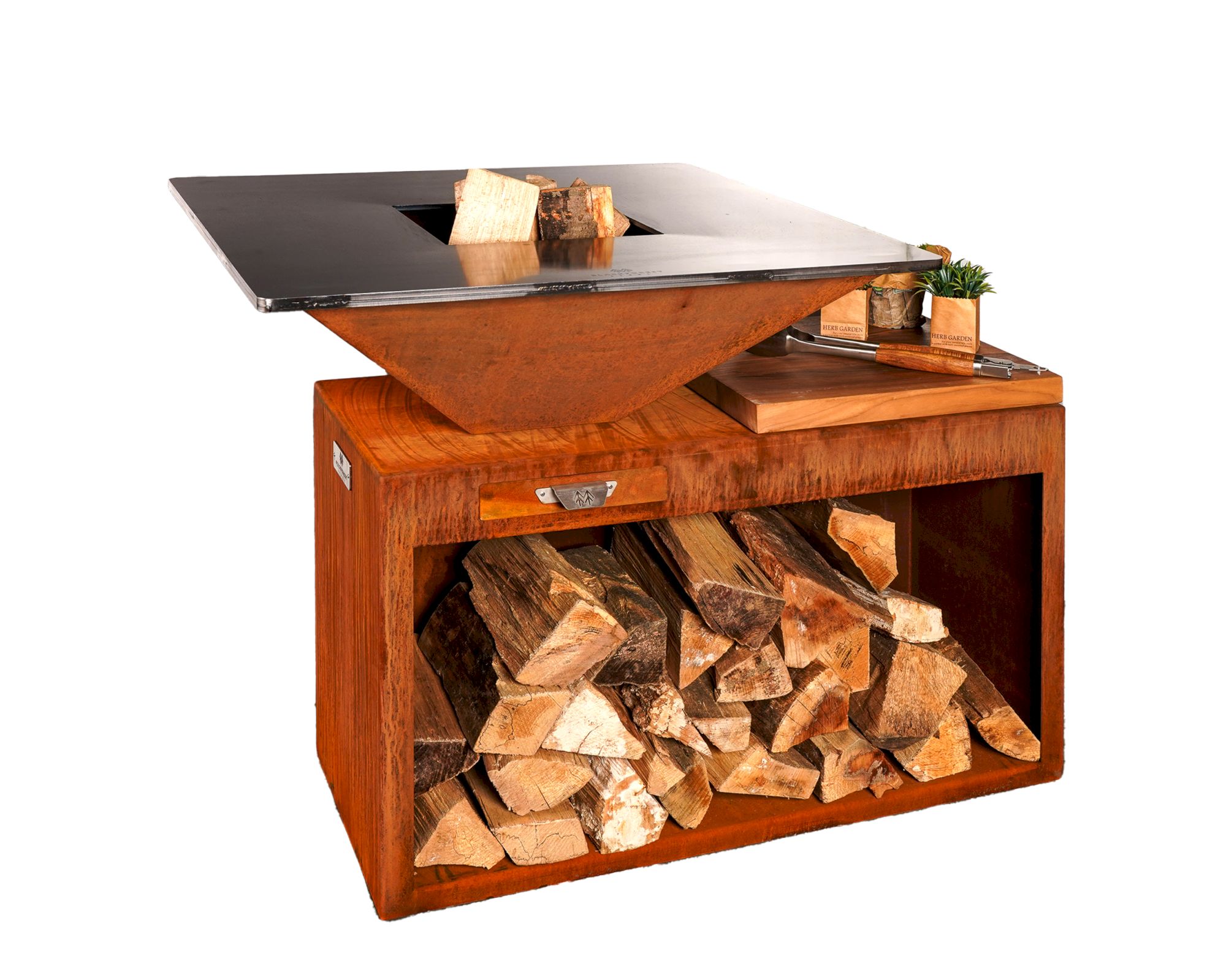 BlackForestSteel »FyrR Island Storage Corten« Plancha Grill 85x85 cm