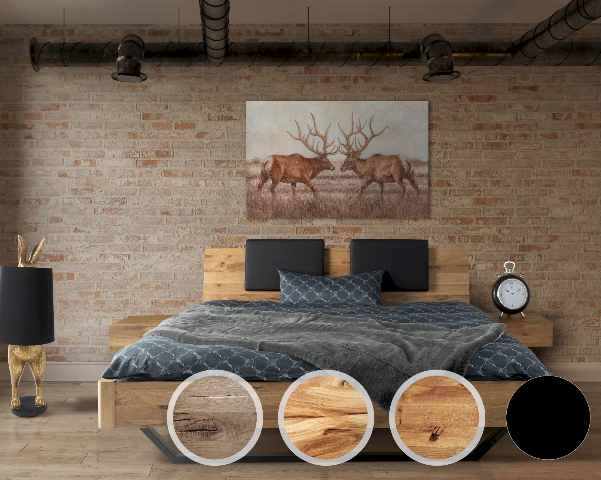 BlackWood »Dolce Vita II« Wildeiche Massivholzbett 200x200 cm / Wildeiche rustic / ohne Kissen