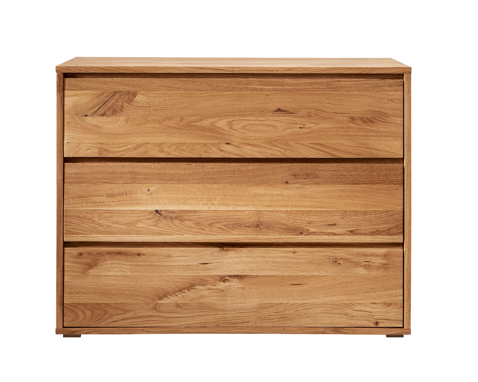 BlackWood »Dolce Vita« Wildeiche Massivholz Kommode I mit 3 Schubladen / Wildeiche stone / Metallkufen