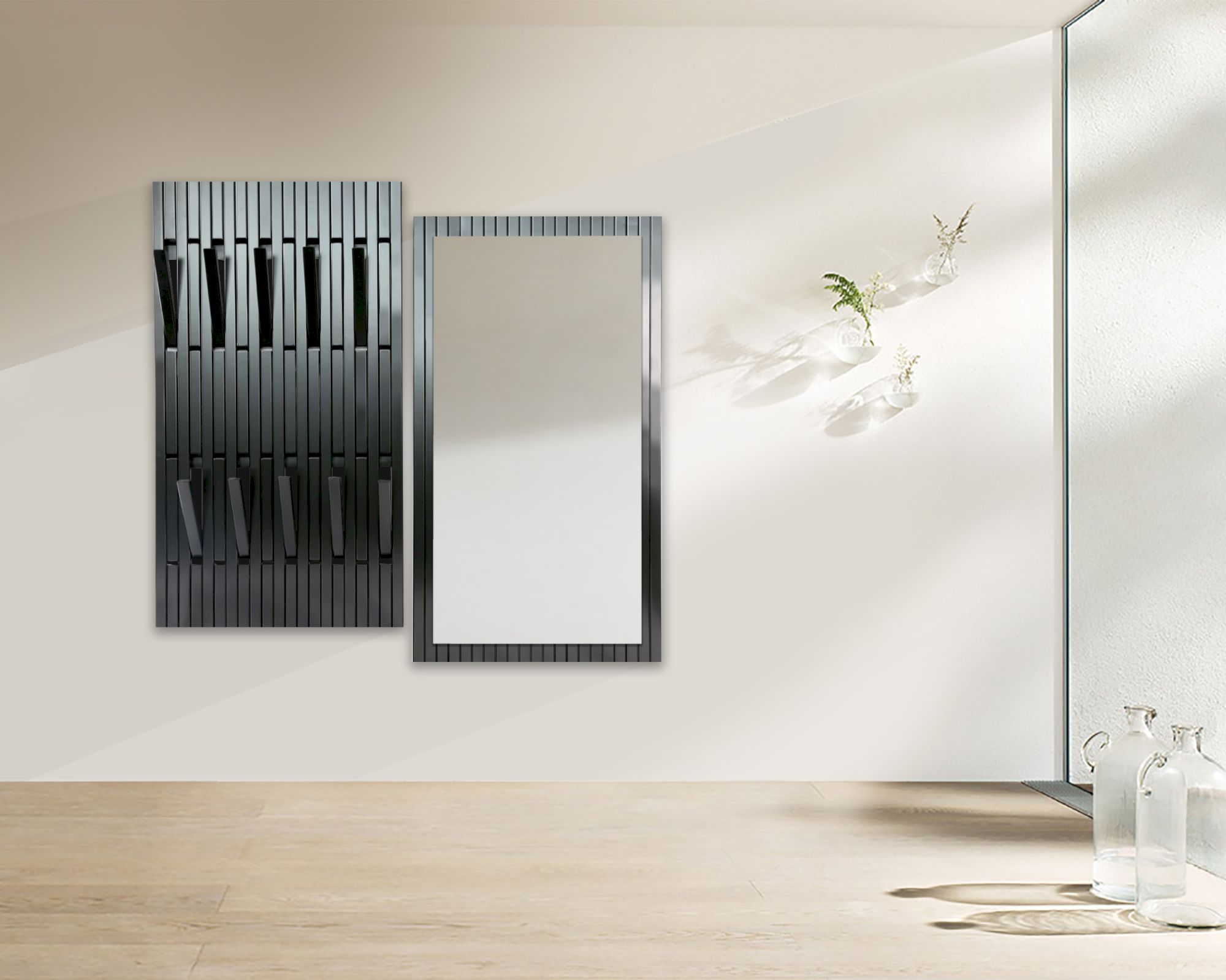 BlackWood »Piaforte« Massivholz Design-Garderobe schwarz Garderobe / Schwarz lackiert / 62,5 cm