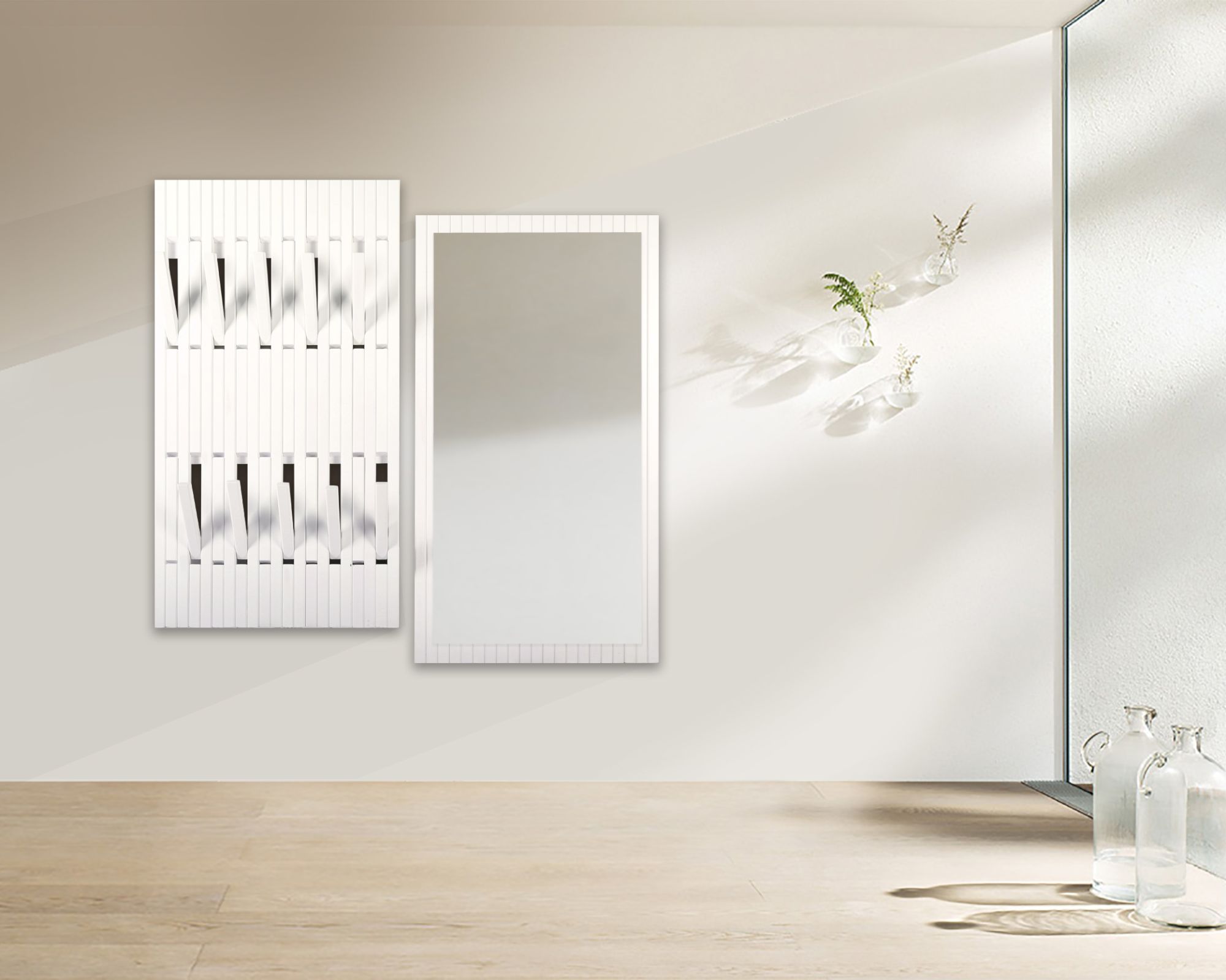 BlackWood »Piaforte weiss« Massivholz Design-Garderobe Garderobe / Weiss lackiert / 62,5 cm