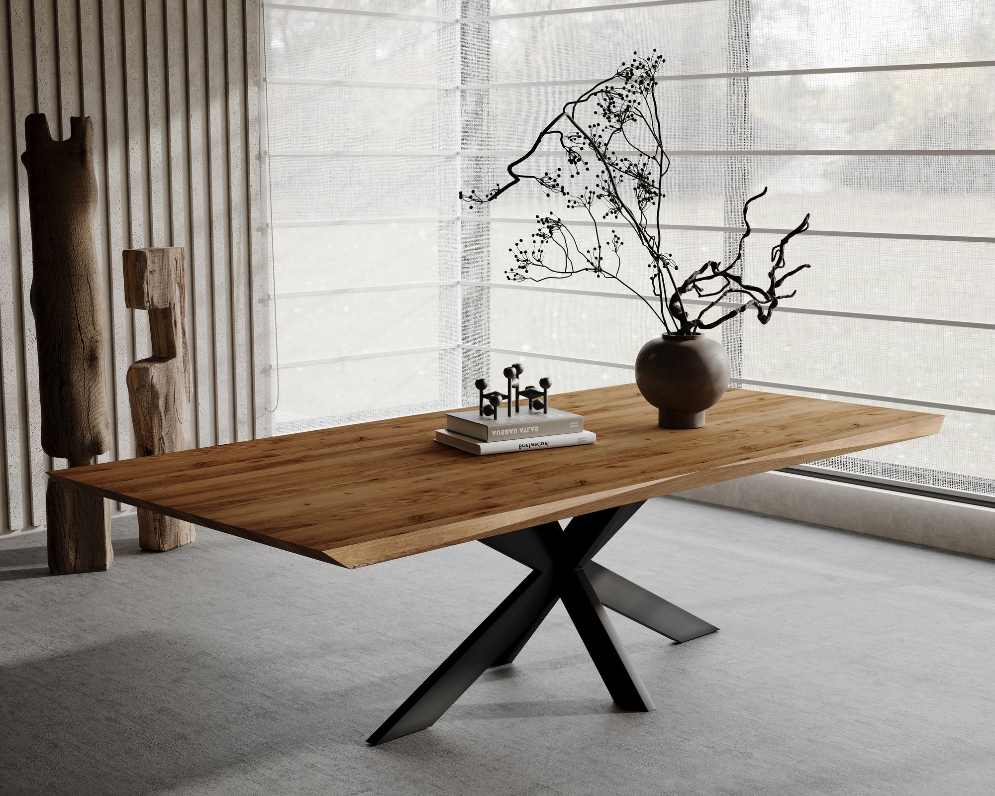 BlackWood »Table4YOU Austin« Wildeiche Massivholztisch Baumkante / Wildeiche natur / 4 cm / 220x100 cm