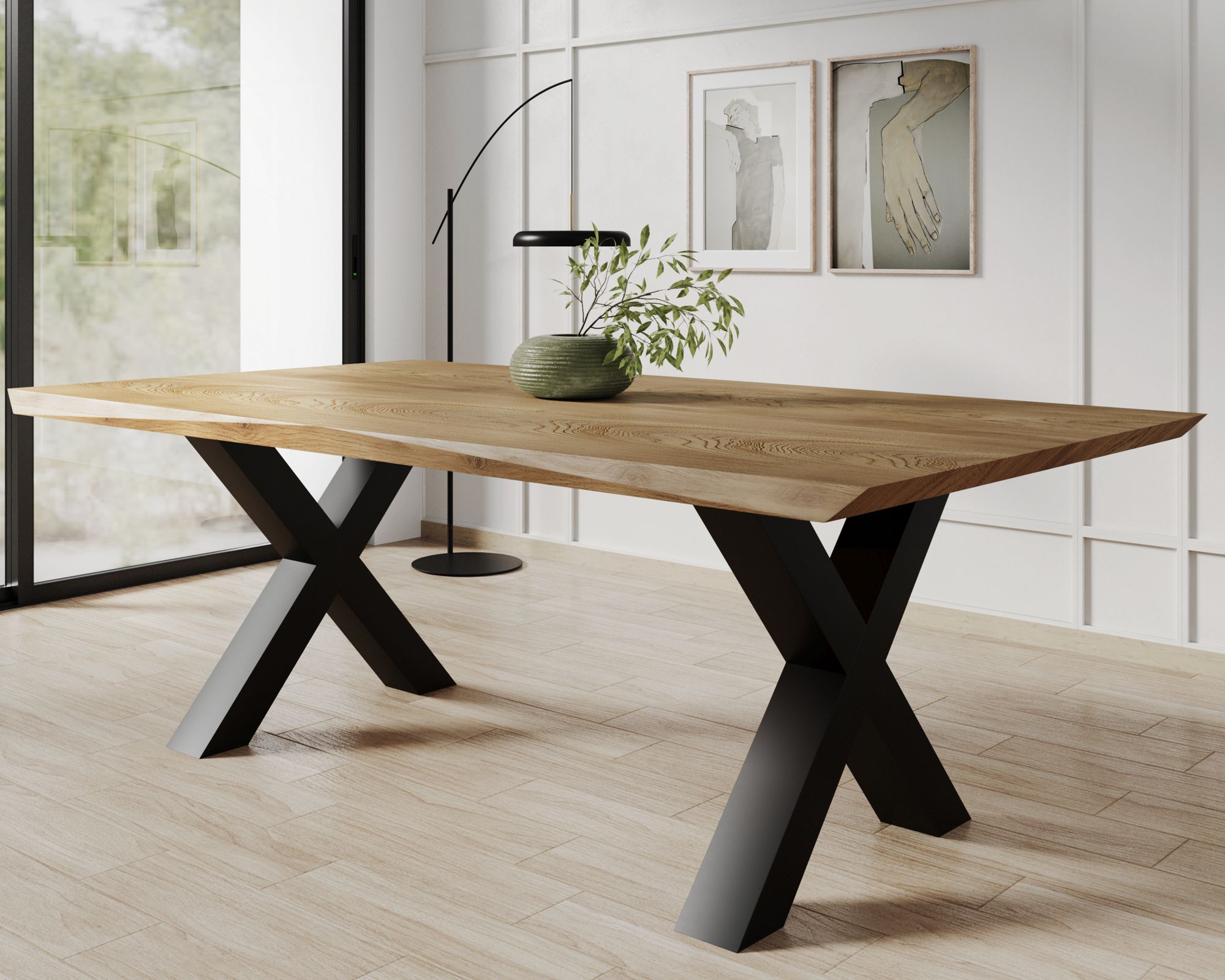 BlackWood »Table4YOU Phoenix« Wildeiche Massivholztisch gedrehte Kante / Wildeiche rustik / 6 cm / 260x100 cm