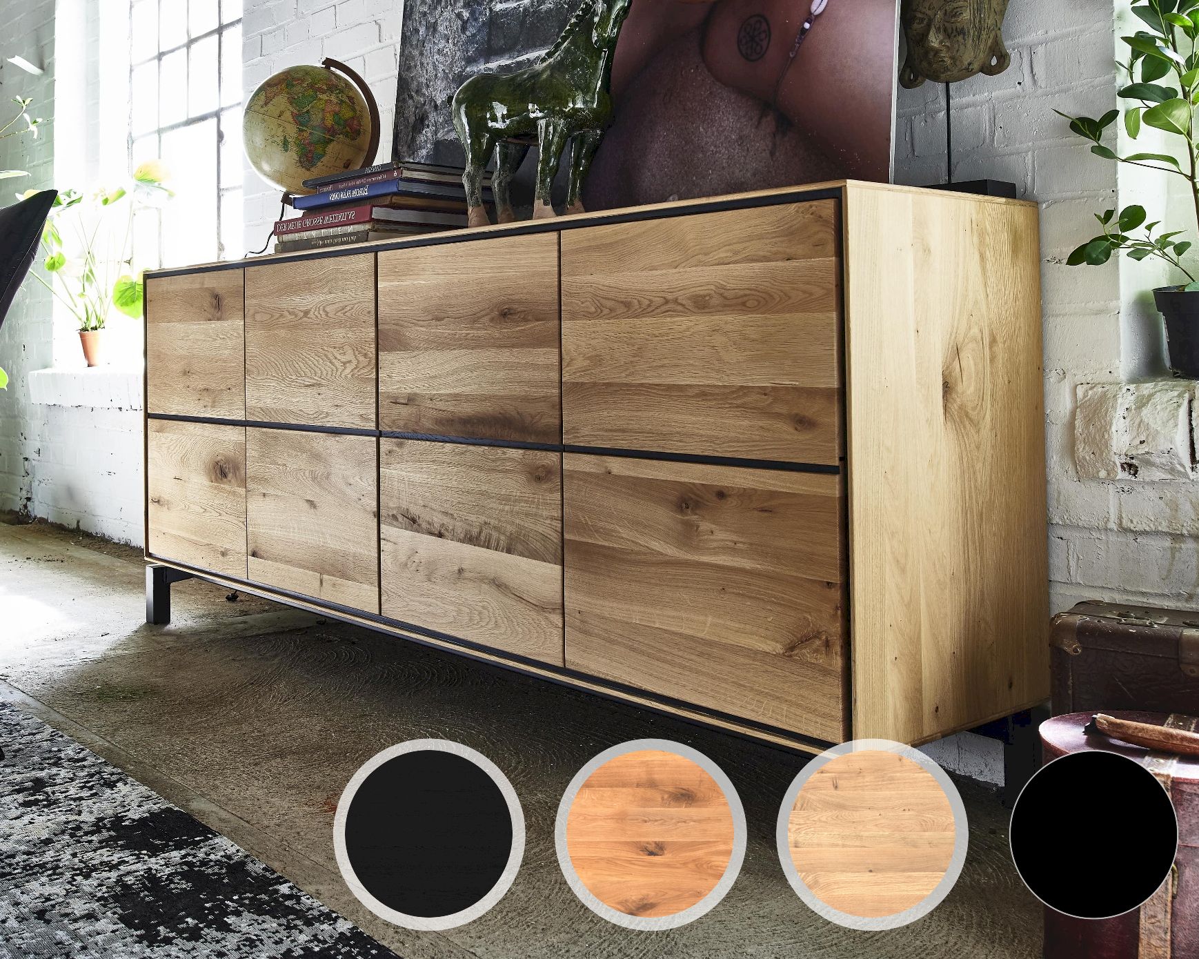 Bodahl »Birmingham« Massivholz Anrichte Wild Oak 15 Matt schwarz