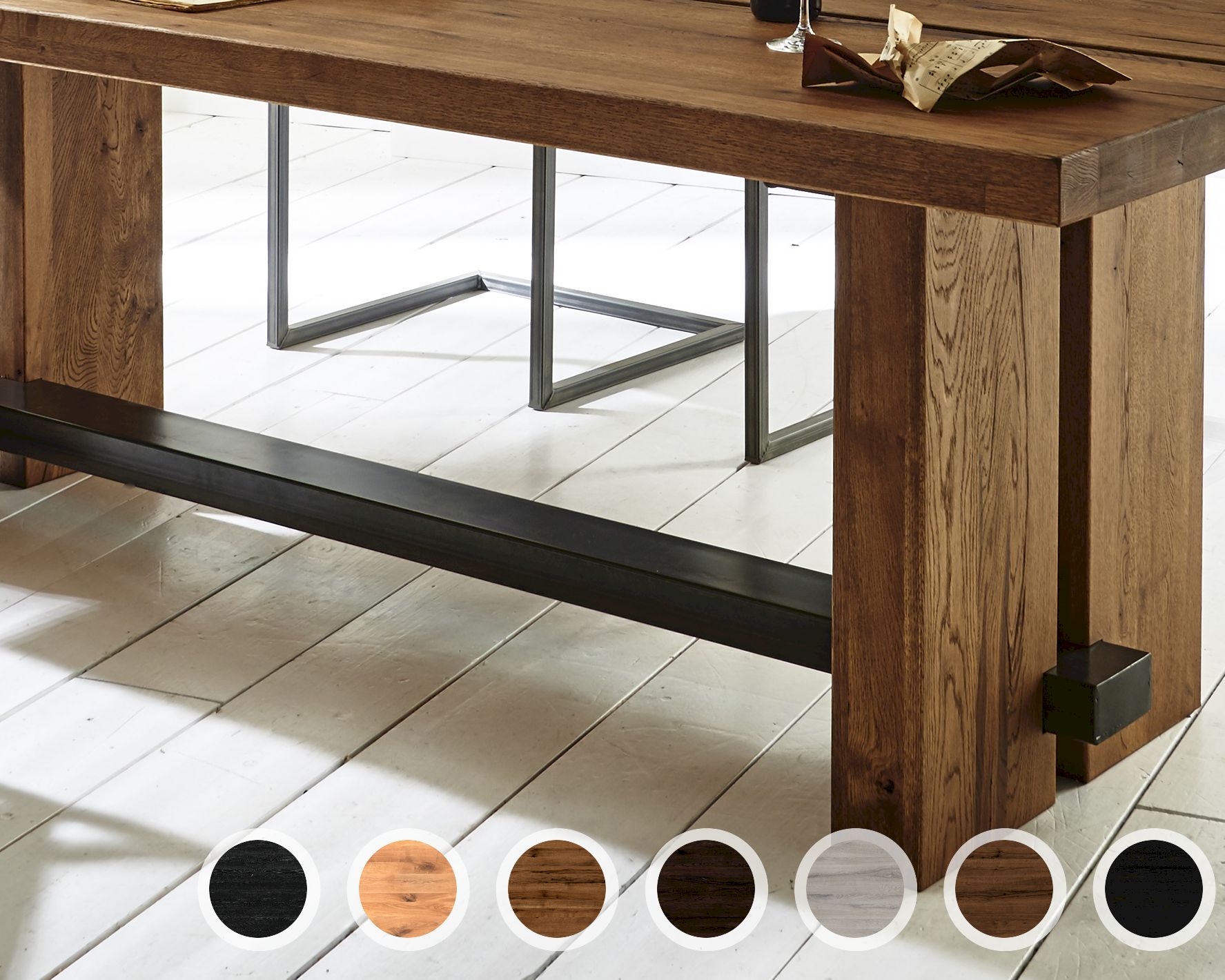 Bodahl Concept4You »Dresden« Eisen Tischgestell Rustic Oak 260x110 cm / mocca black