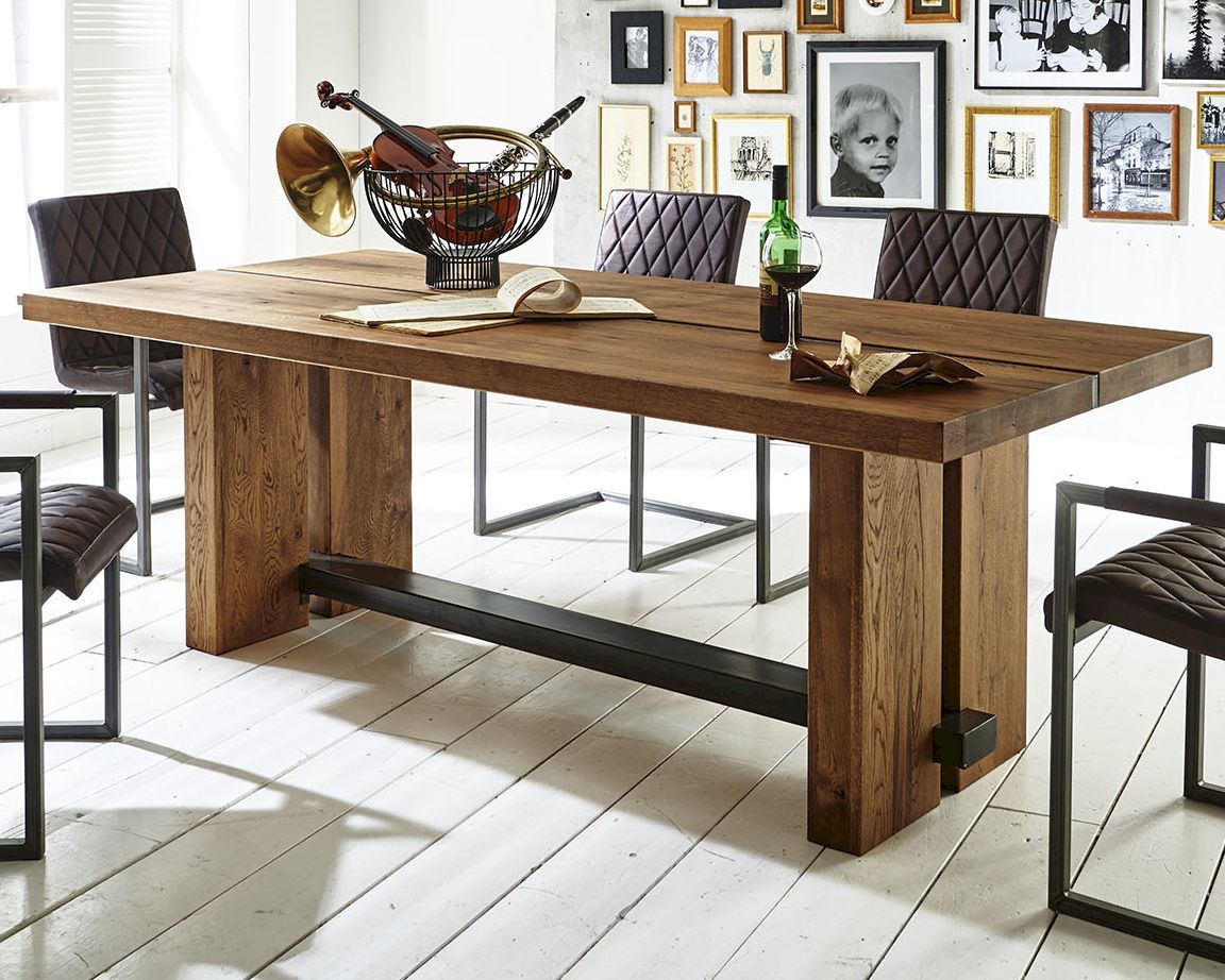 Bodahl Concept4You »Dresden« Massivholz Esstisch Rustic Oak 220x110 cm / mocca black