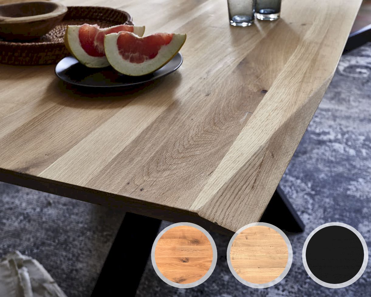 Bodahl Concept4You »Extreme« Massivholz Tischplatte Wild Oak 200x100x4 cm / schwarz matt