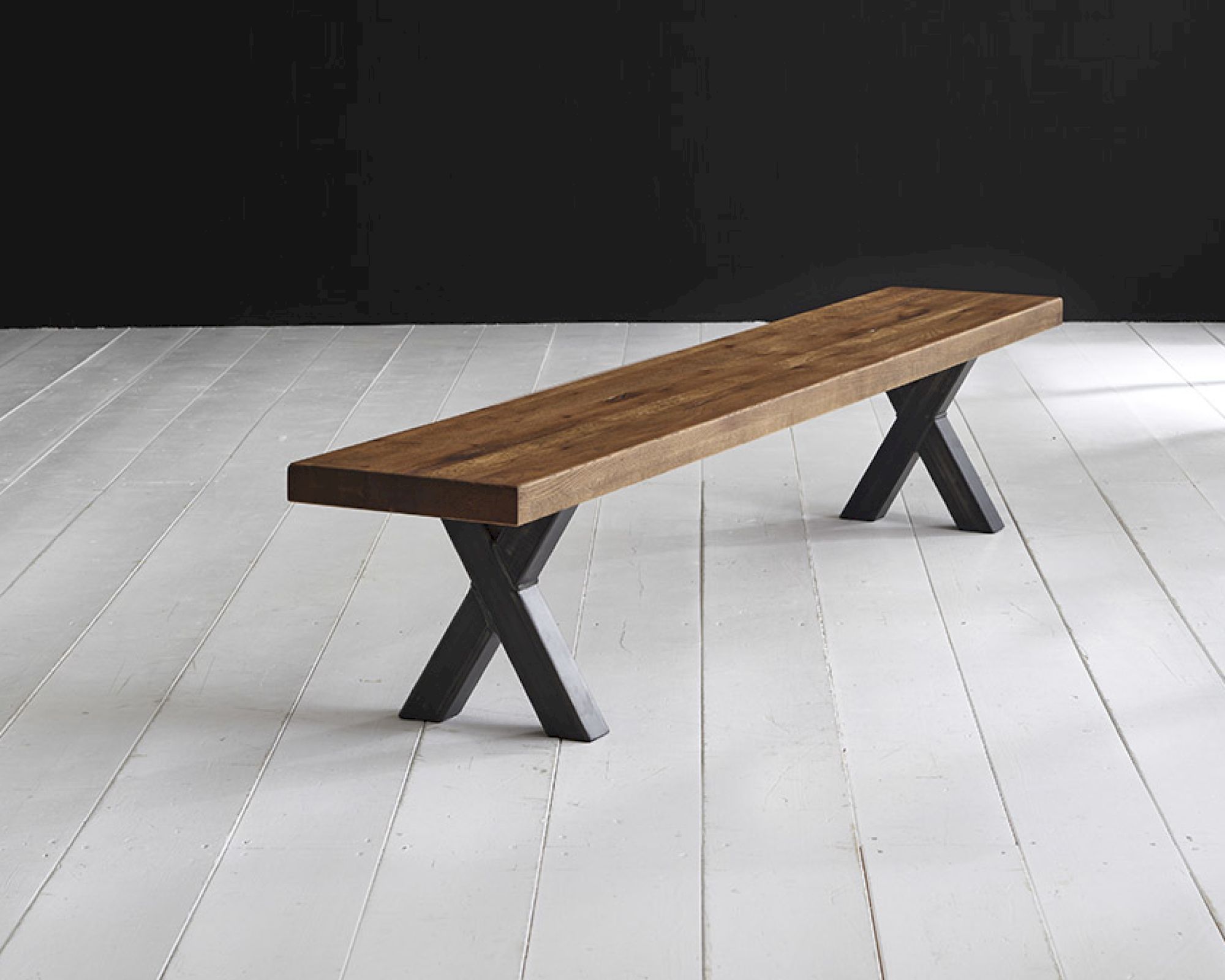 Bodahl Concept4You »Freja« Eisen Bankgestell Rustic Oak 35x7x7 cm / antik schwarz