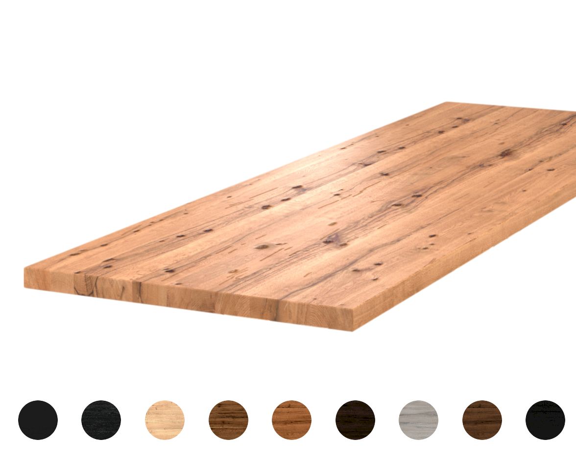 Bodahl Concept4You Massivholz Tischplatte gerade Kante Rustic Oak / 6cm / 220x110 cm / Eiche white wash