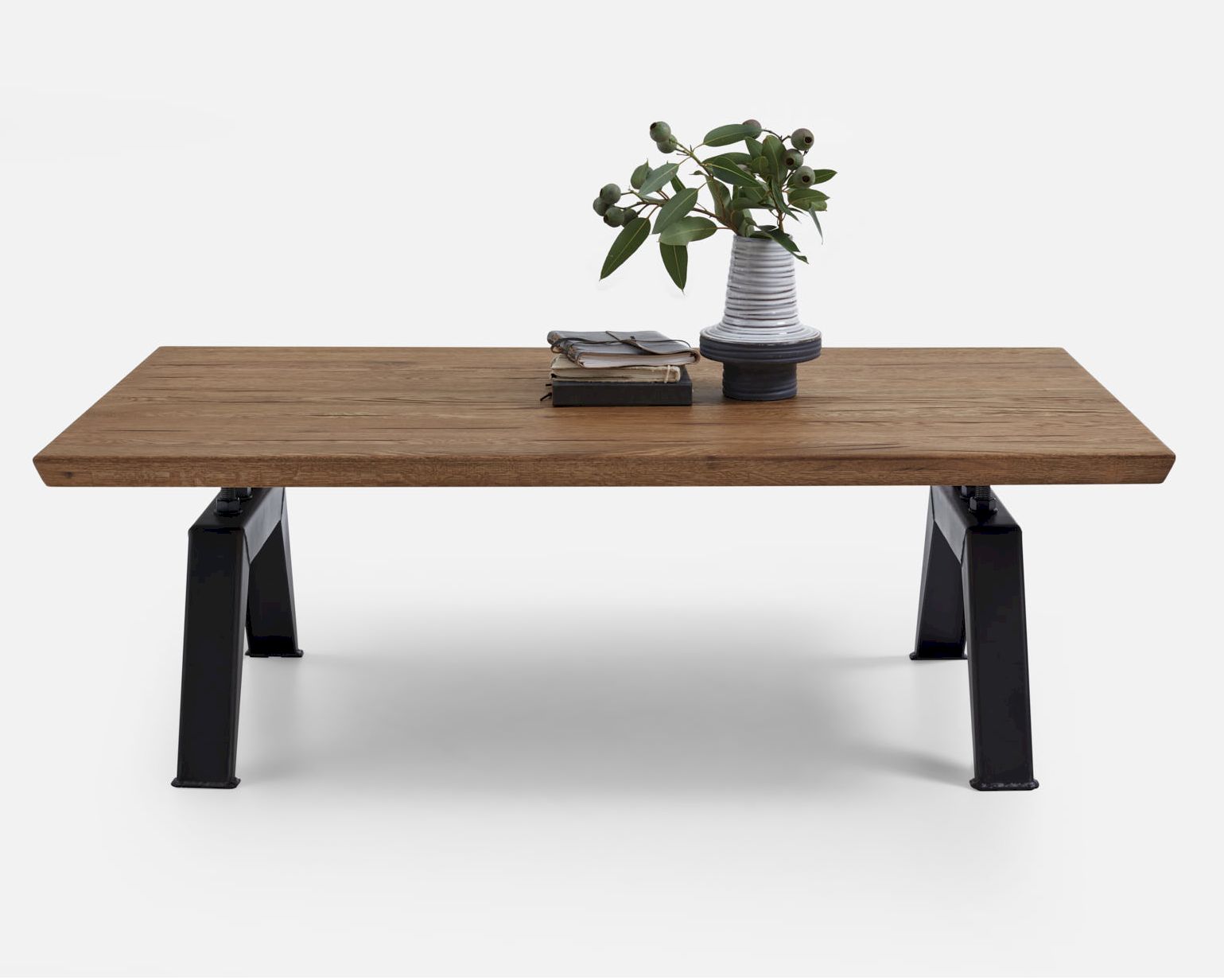 Bodahl Concept4You »Palermo« Massivholz Couchtischplatte Rustic Oak mit Gestell 135x75x4 cm / Eiche smoked