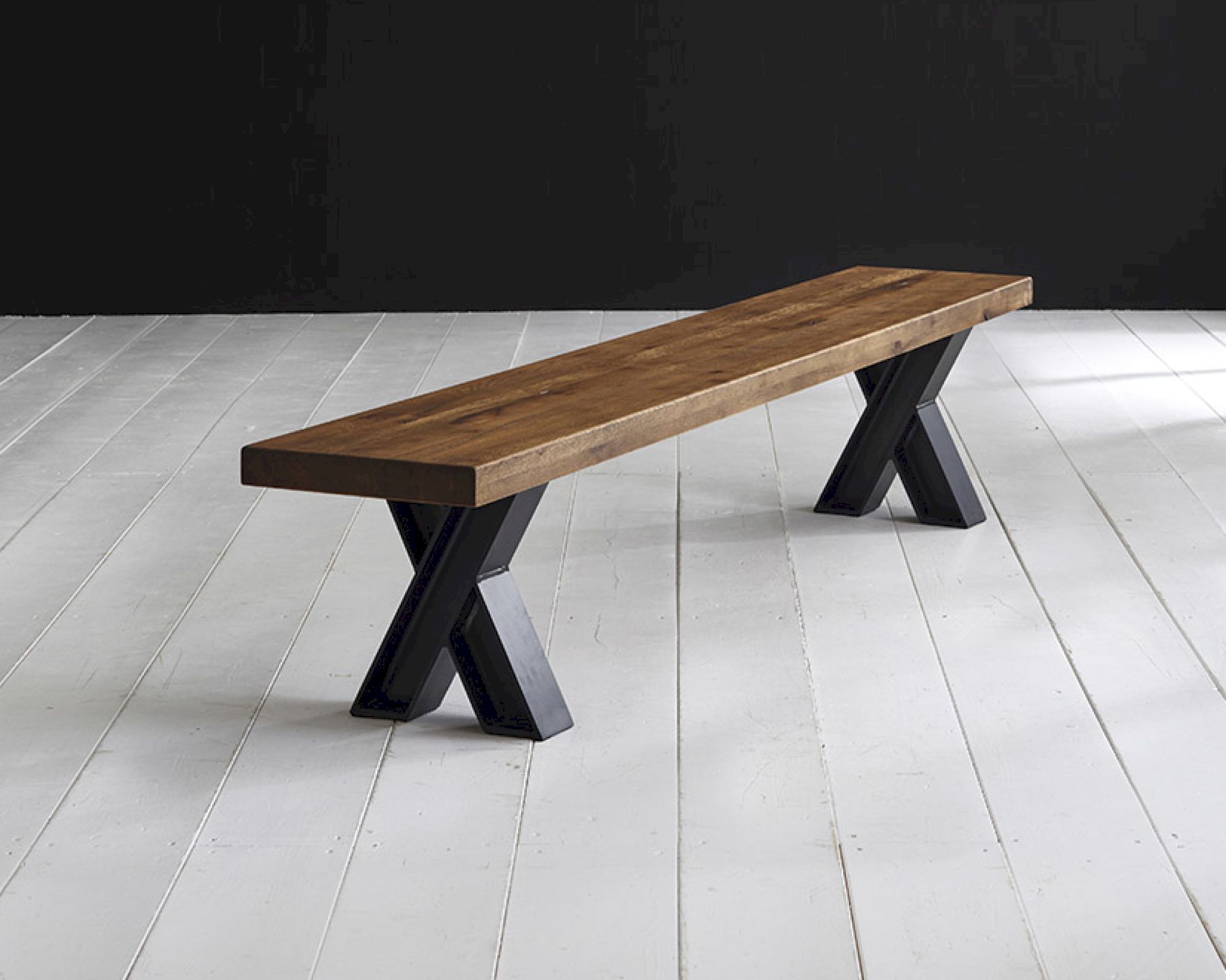 Bodahl Concept4You »Riverside« Eisen Bankgestell Rustic Oak X-Beine 36x10 cm / schwarz