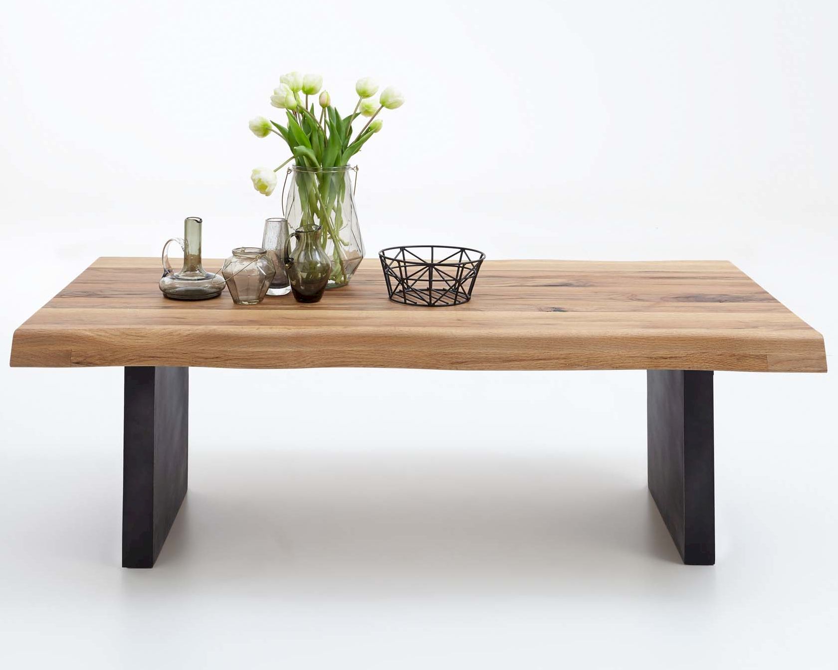 Bodahl Concept4You »Roma« Massivholz Couchtischplatte Rustic Oak 135x75x6 cm / Baumkante / Eiche smoked