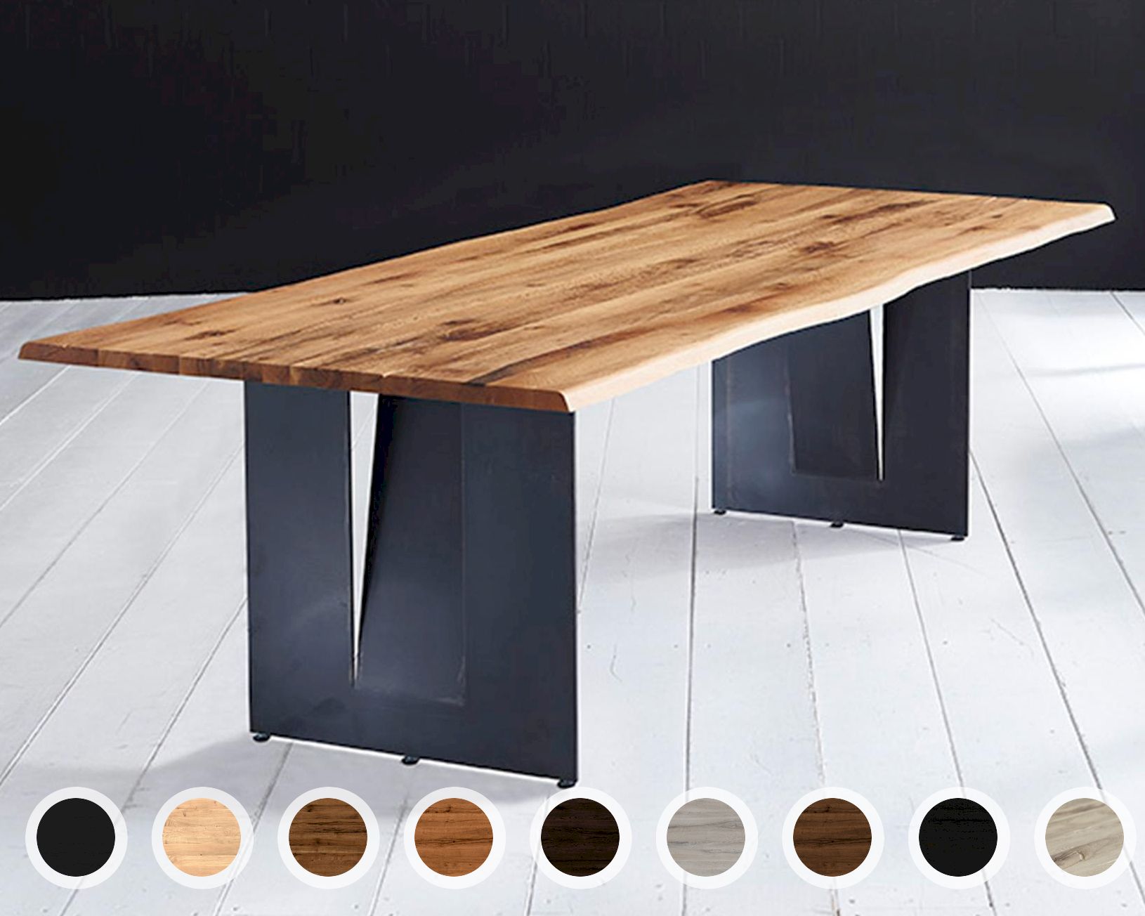 Bodahl Concept4You »Steven« Massivholz Esstisch Rustic Oak Baumkante 220x100x6 cm / shadow
