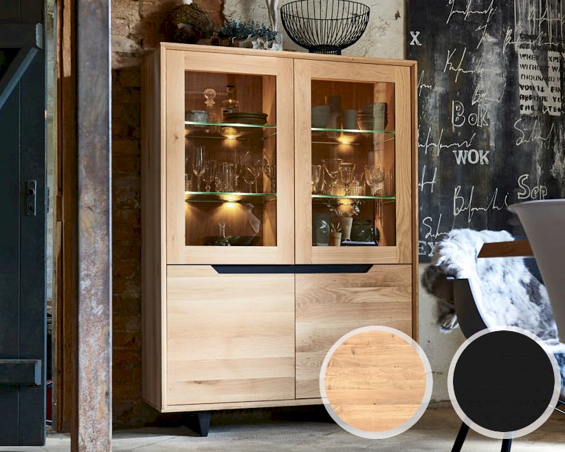 Bodahl »Extreme« Highboard Wild Oak 170x120x50 cm / matt schwarz