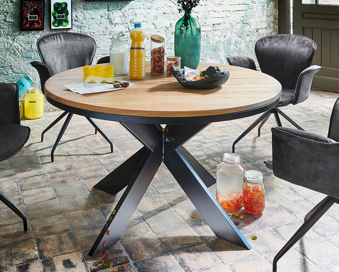 Bodahl »Nottingham« Massivholz Esstisch Rustic Oak mit Funktion 120 cm / old bassano / 2 Einlegeplatten