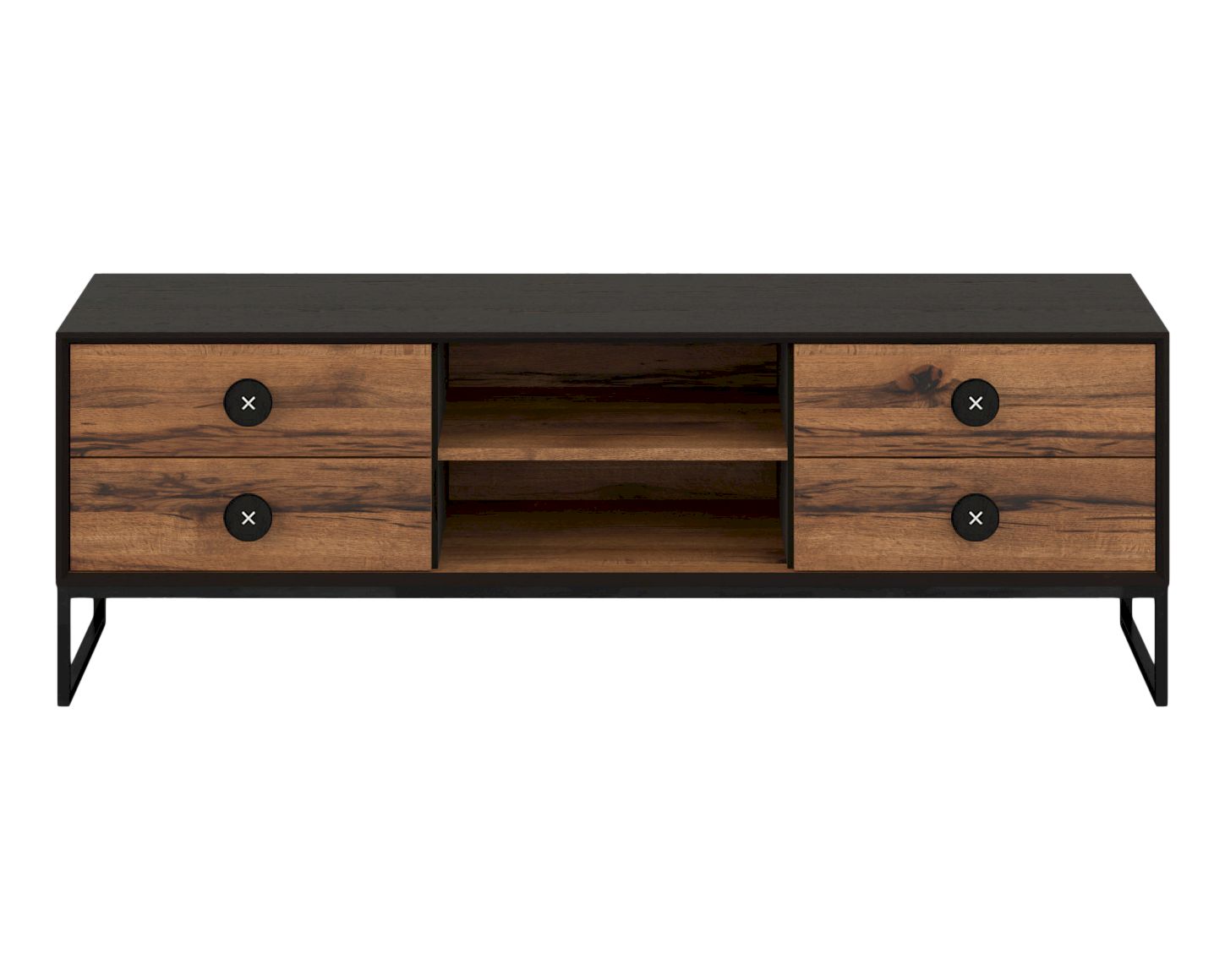Bodahl »Palermo« TV-Bank Massivholz Rustic Oak 2 Türen / Eiche mocca black Korpus - old bassano Fronten