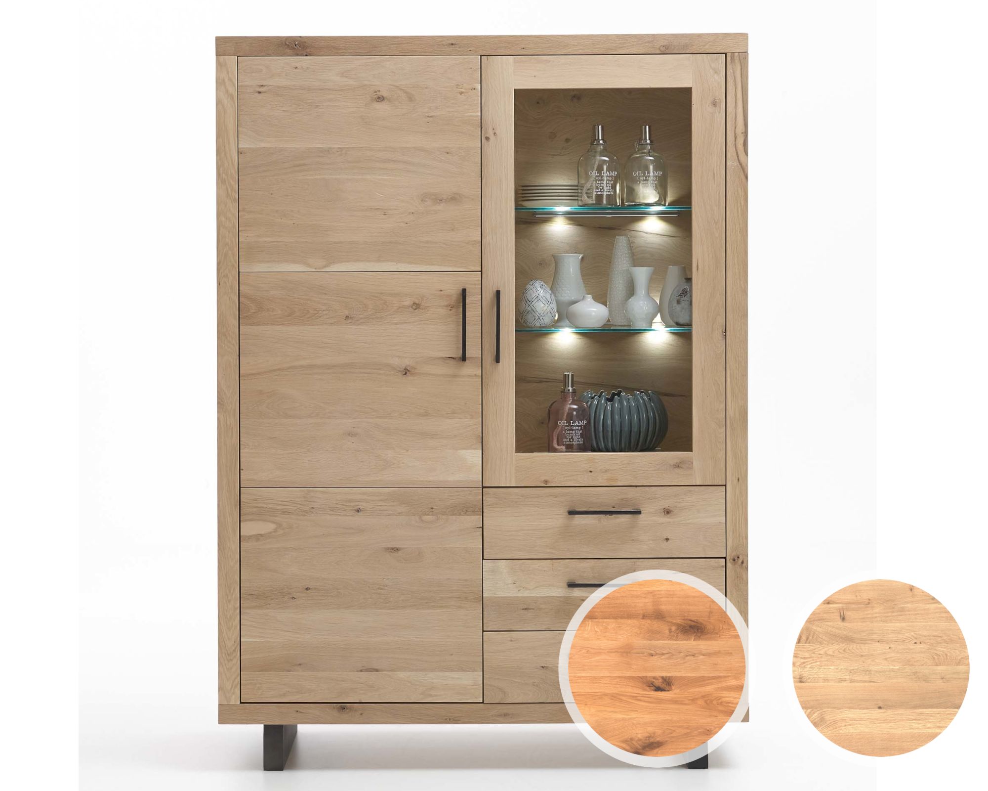 Bodahl »Woodstock« Highboard Wild Oak 130x45x182 cm / Bianco