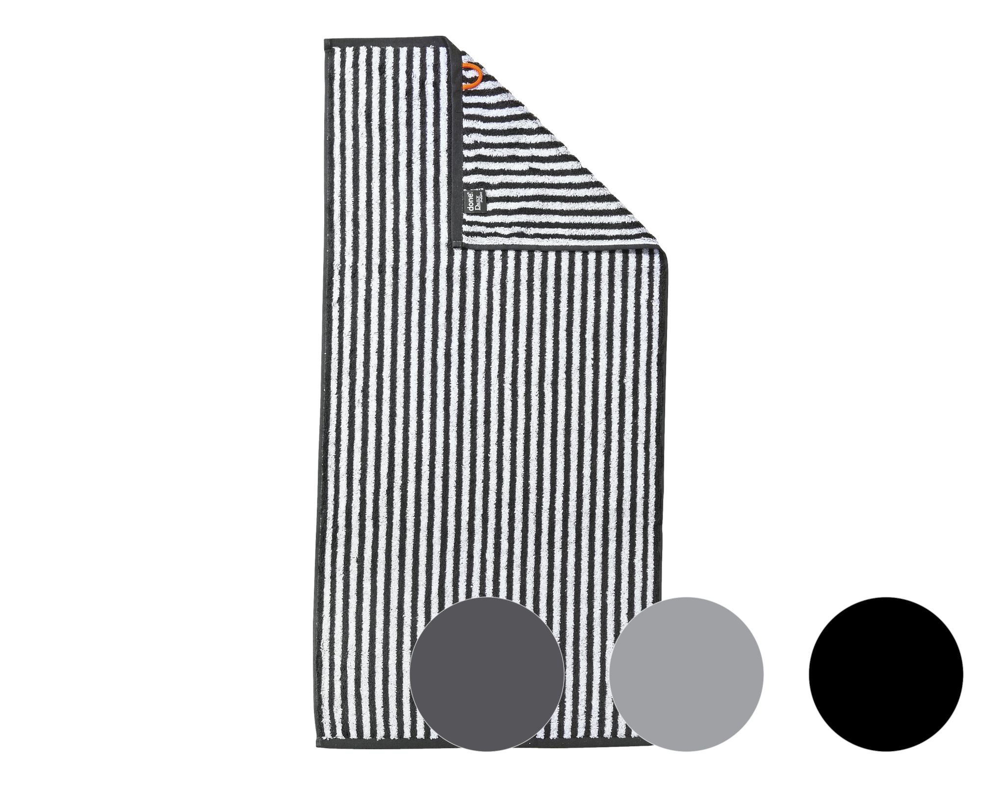 Done »Stripes« Hand-/Duschtuch 50x100 cm / 9000 anthracite