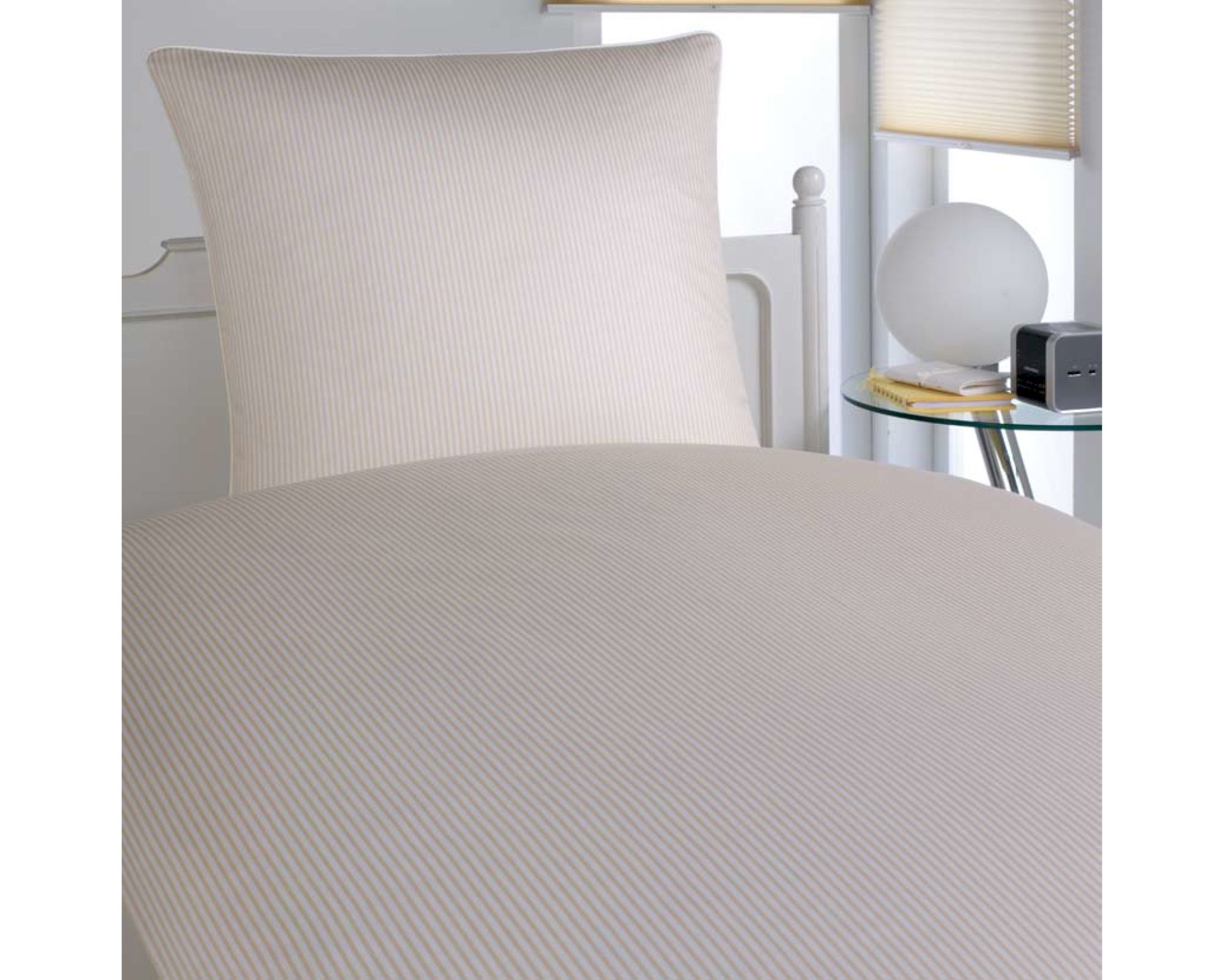 Elegante Mako-Satin Bettwäsche »Hamburger Streifen« Natur 2460-70 Kissen 40x80 cm