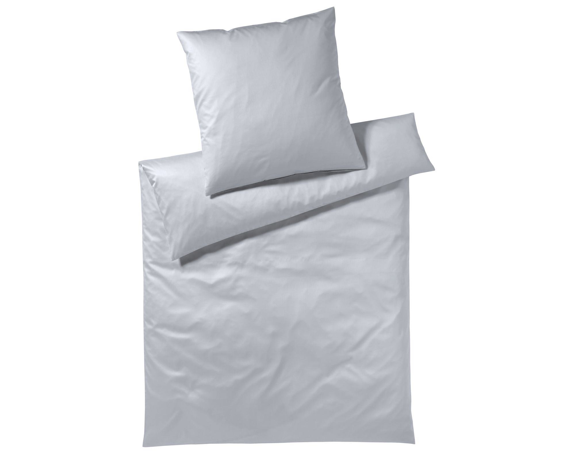 Elegante Mako-Satin Bettwäsche »Solid« Silber 6800-93 Bettwäsche 155x220 cm / 80x80 cm