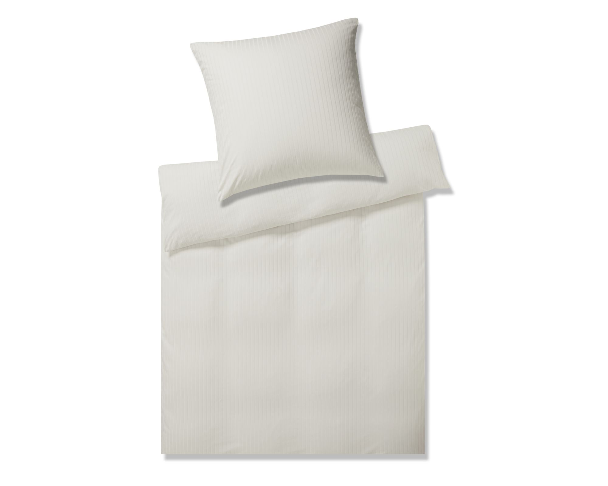 Elegante Mako-Satin Bettwäsche »Solid Stripe« Wollweiß 3507-07 Bettwäsche / 155x200 cm / 80x80 cm