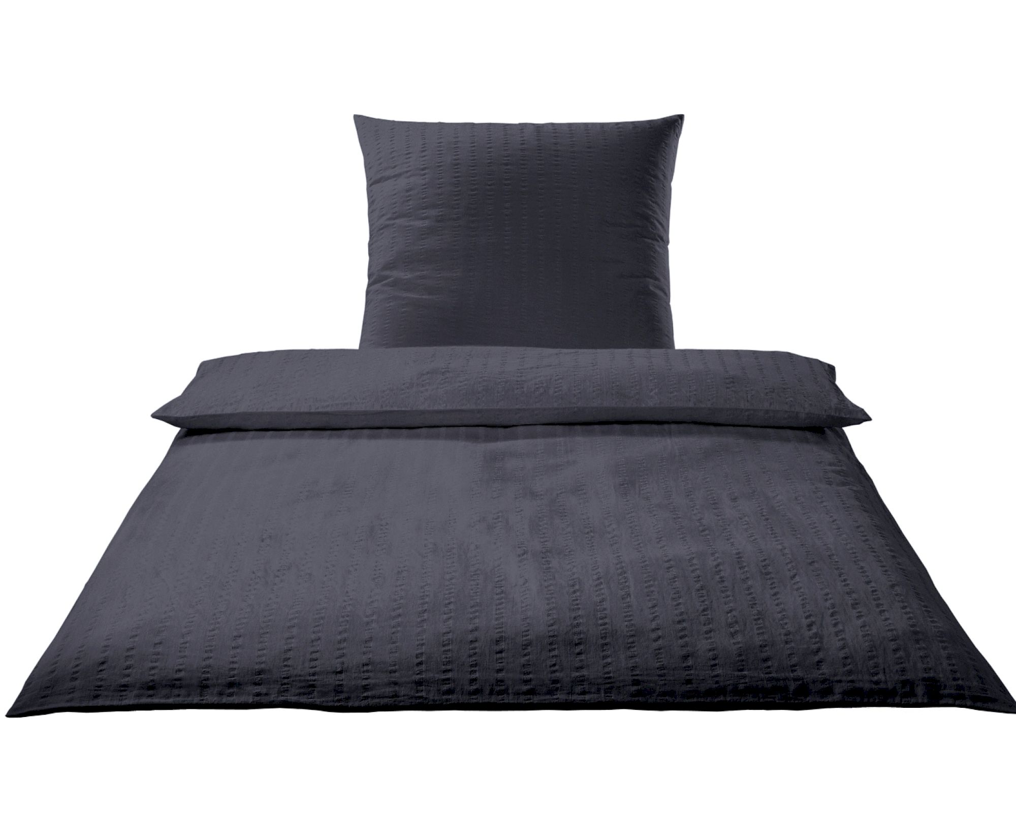 Elegante Seersucker Bettwäsche »Chelsea« Anthrazit 7013-09 Bettwäsche 155x220 cm / 80x80 cm