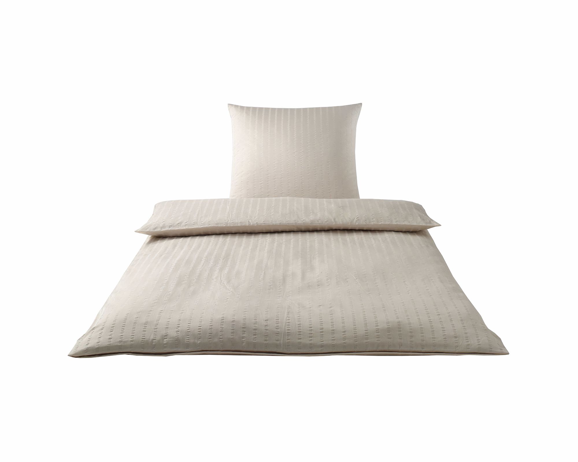 Elegante Seersucker Bettwäsche »Chelsea« Sand 7013-77 Kissen 40x80 cm